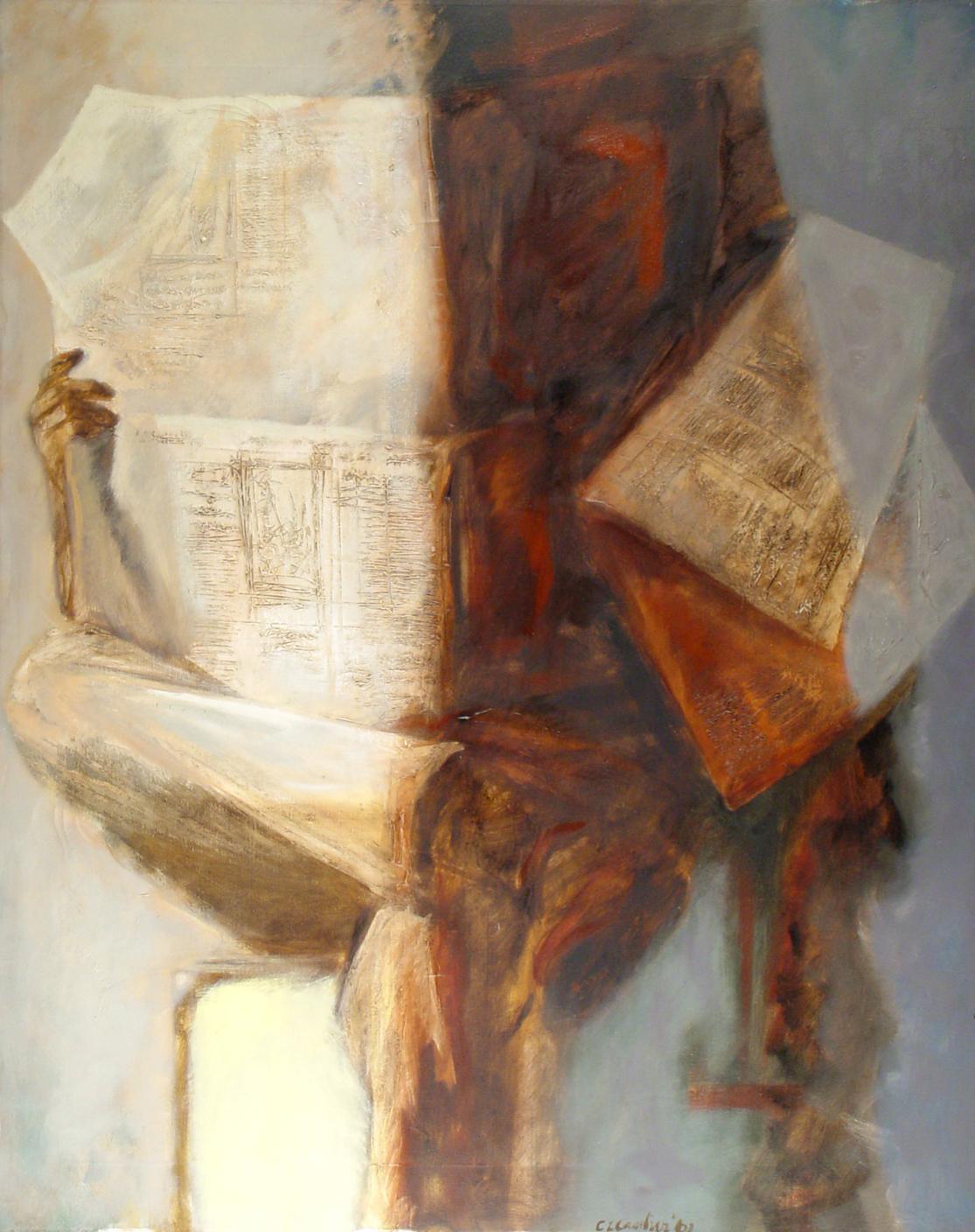 Cecil Lang Casebier Figurative Painting - Man Reading