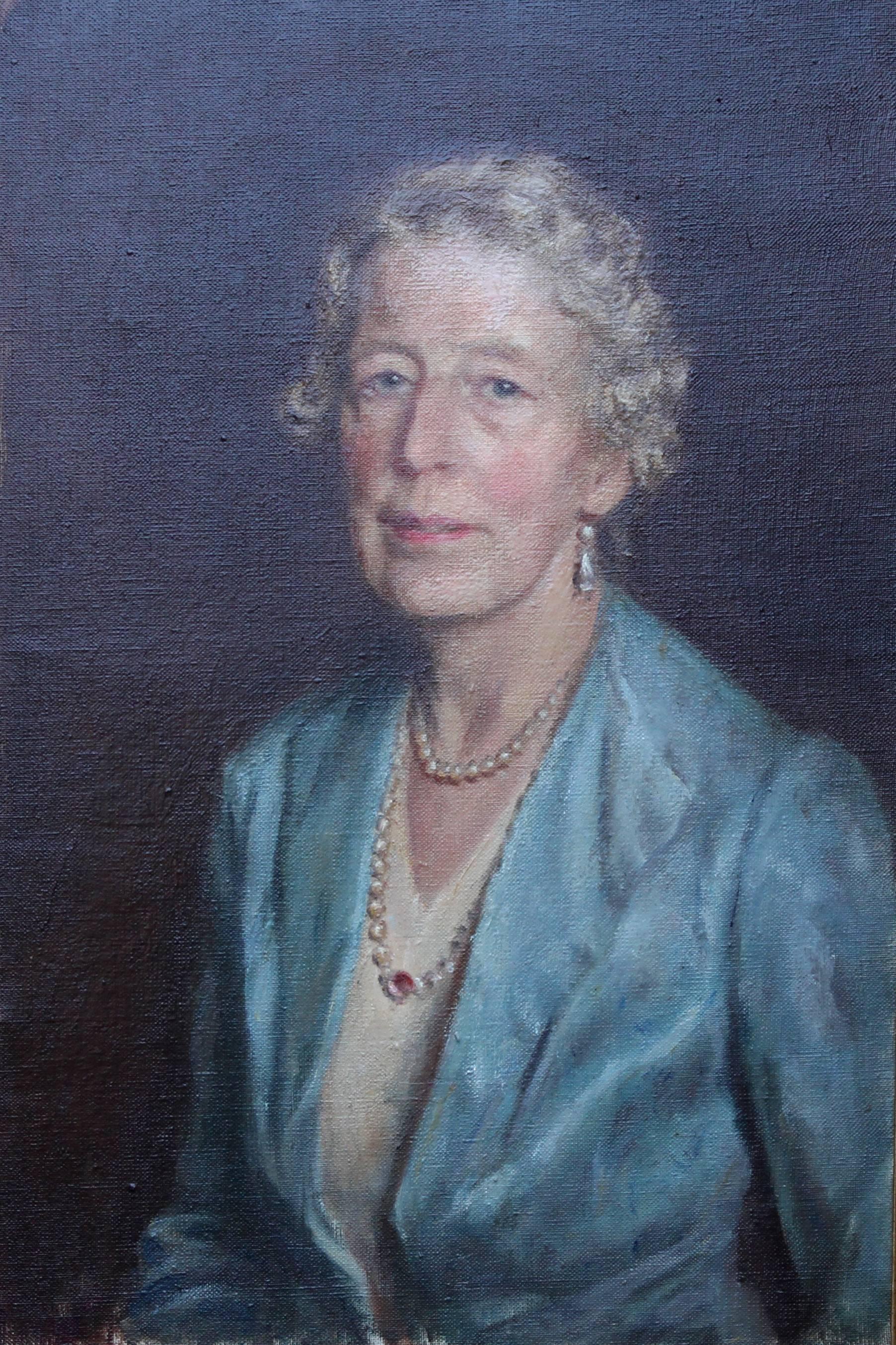 Mignon Margaret Muirhead Tanner - Oil portrait Mother Daughter George Medal WW2  - Painting by Cecil Stuart Jameson