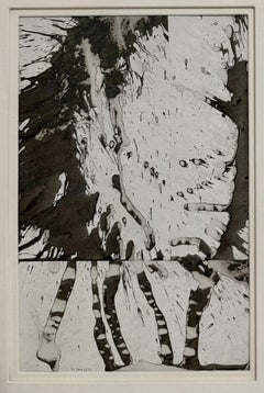 Cecil Touchon Mixed Media Abstrakte Collage Malerei Schwarz Weiß Assemblage Kunst