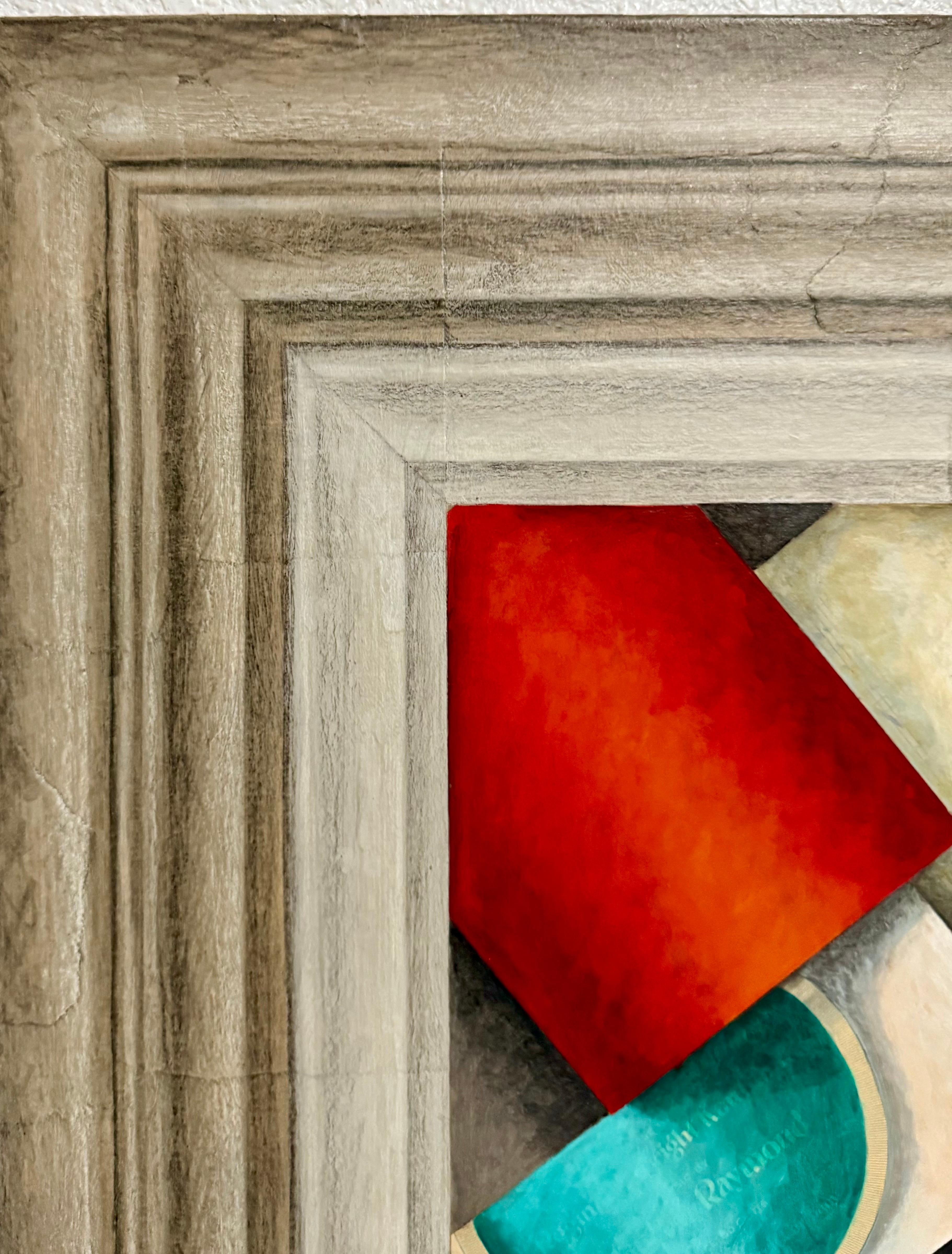 Mixed Media Abstract Trompe L'oeil Collage Oil Painting Cecil Touchon Texas Art For Sale 9