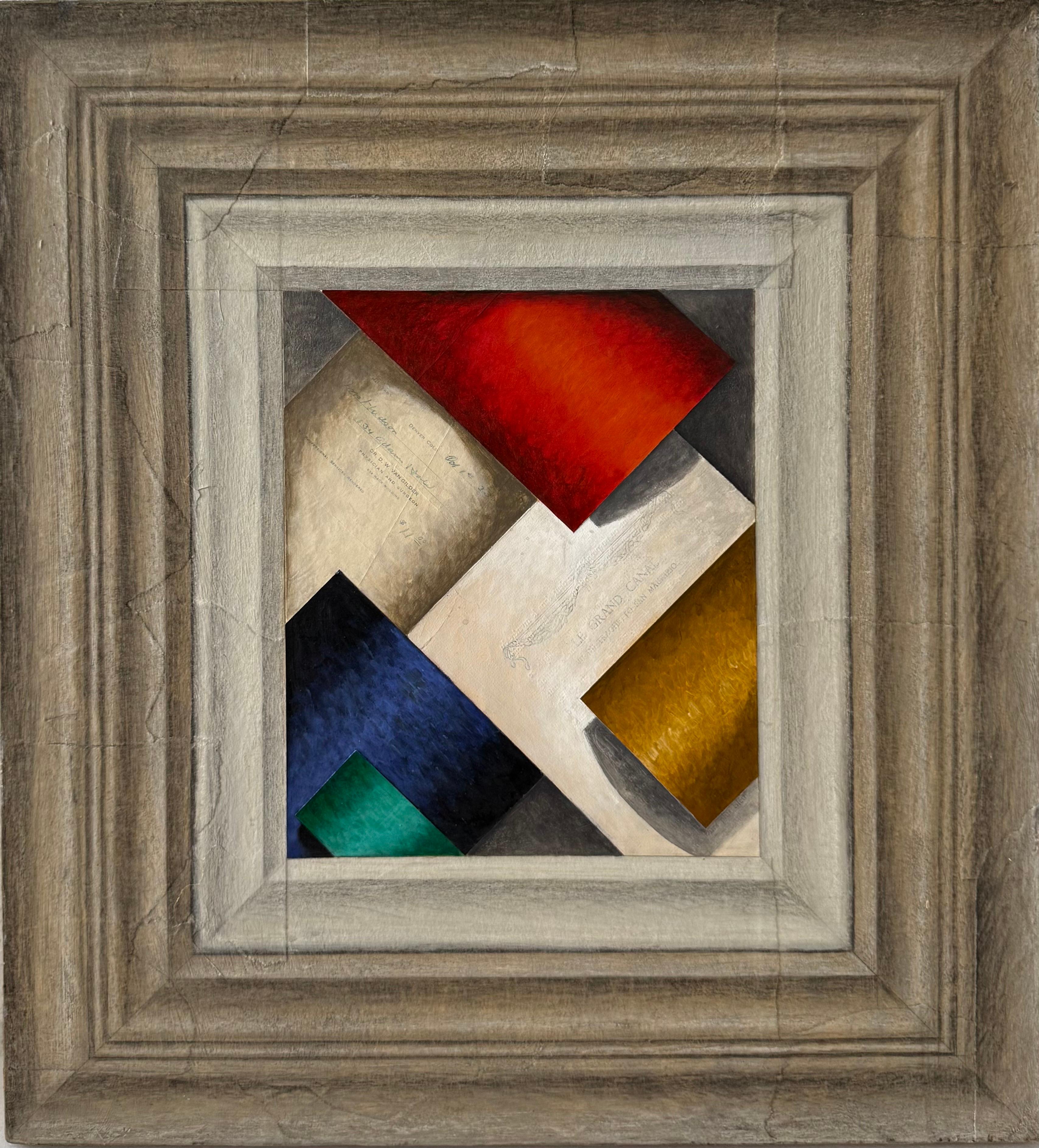 Gemischte Medien Abstrakte Trompe L'Oeil Collage Ölgemälde Cecil Touchon Texas Art im Angebot 2