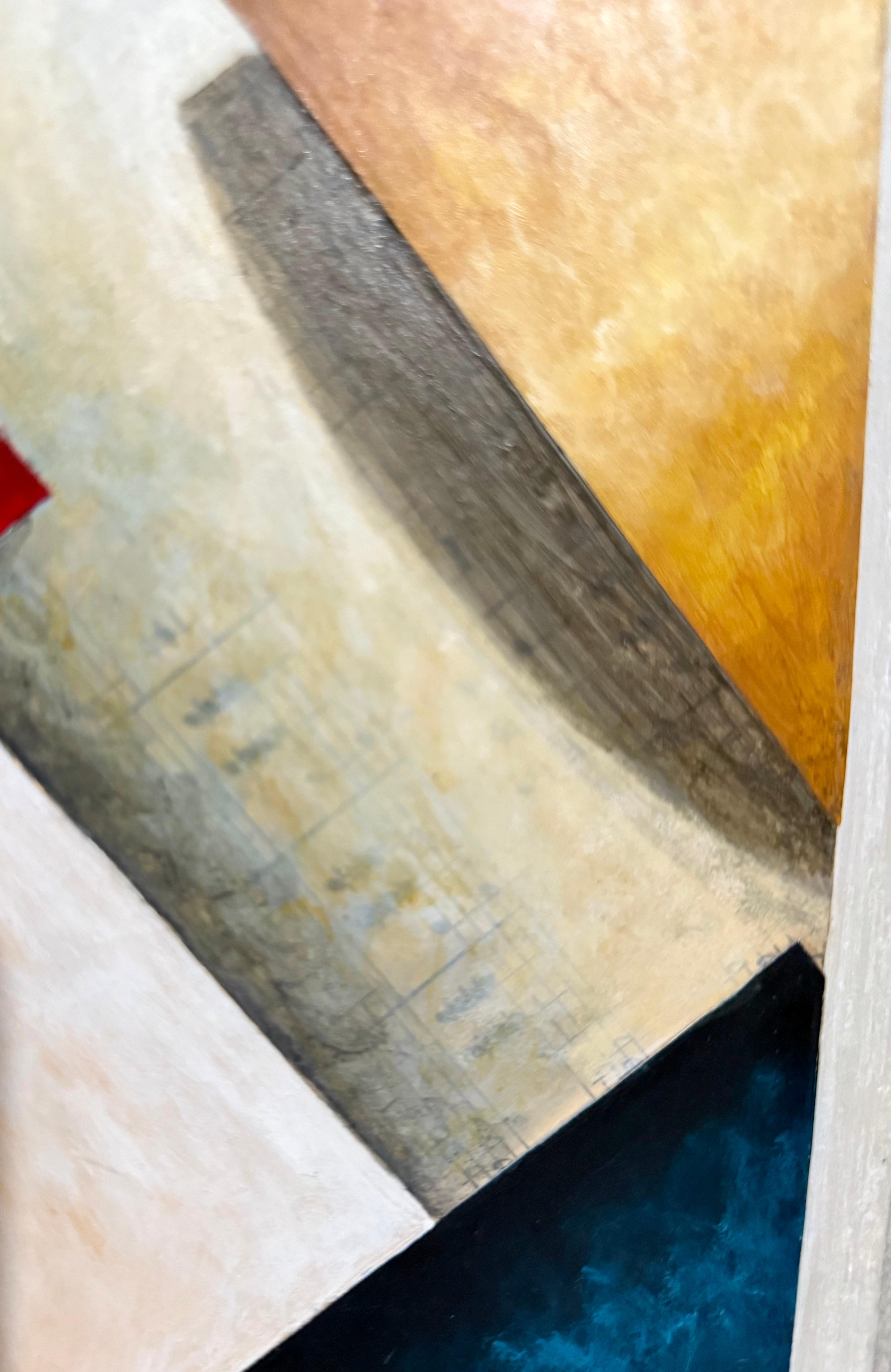 Mixed Media Abstract Trompe L'oeil Collage Oil Painting Cecil Touchon Texas Art For Sale 3