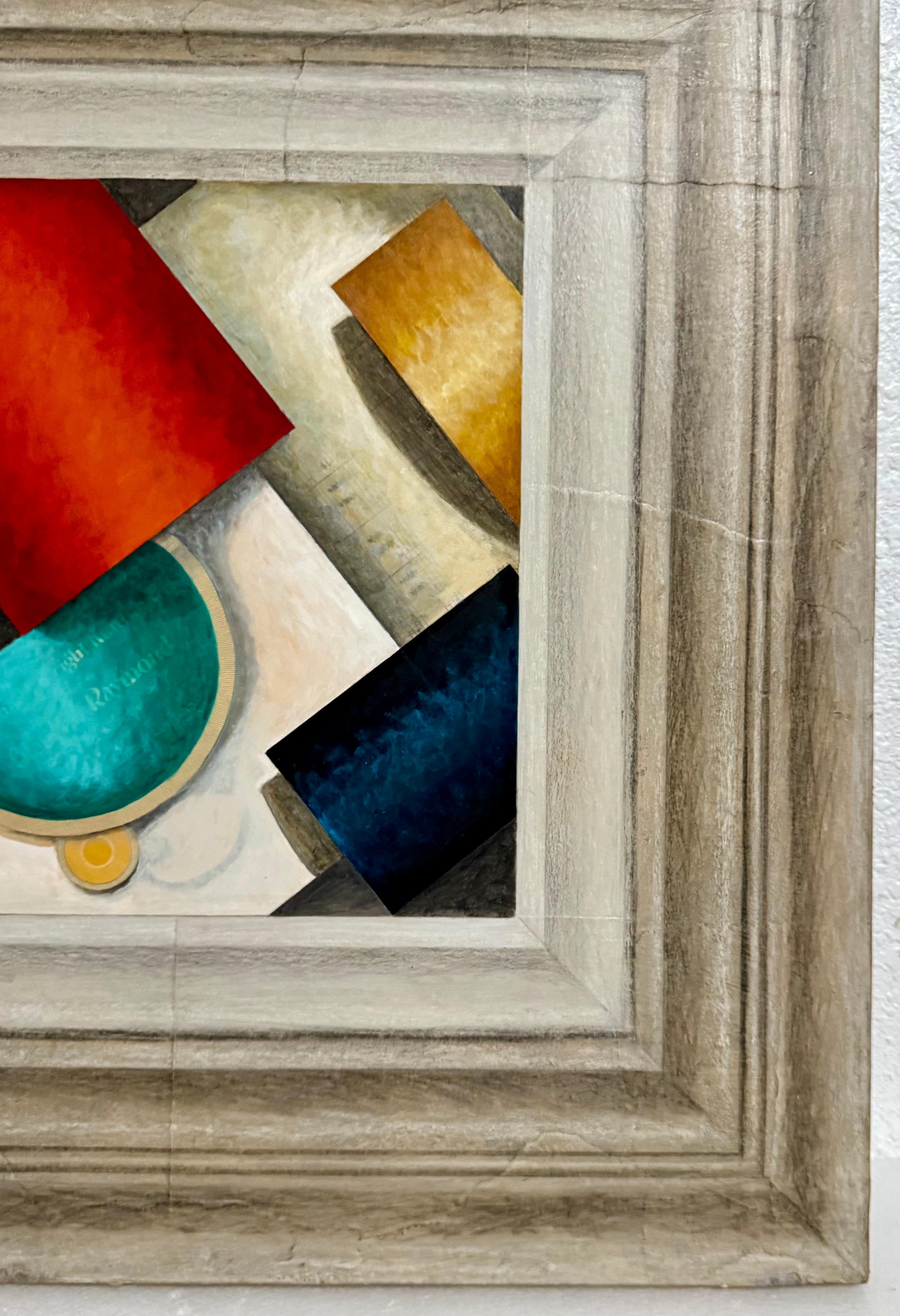 Mixed Media Abstract Trompe L'oeil Collage Oil Painting Cecil Touchon Texas Art For Sale 4