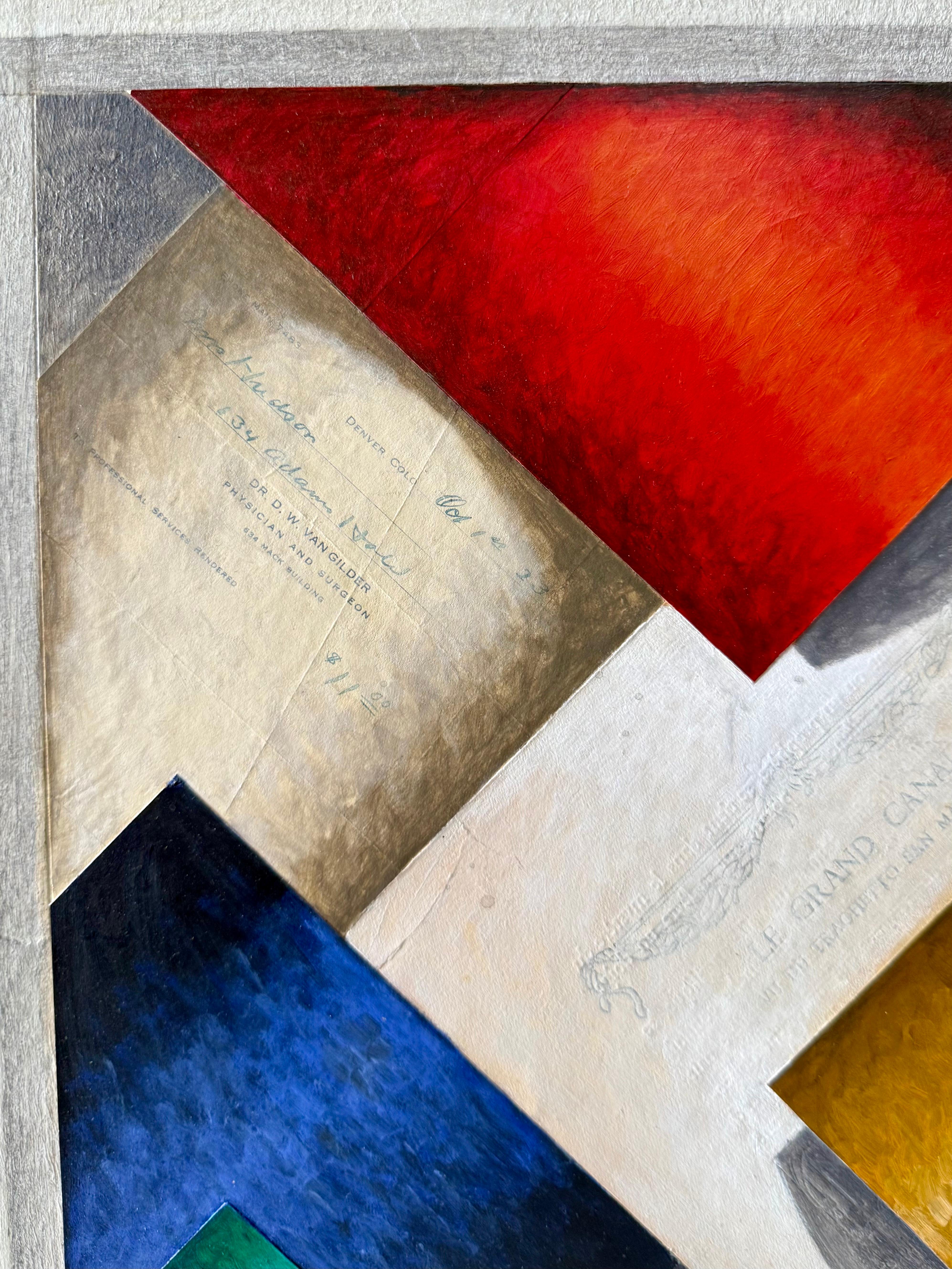 Gemischte Medien Abstrakte Trompe L'Oeil Collage Ölgemälde Cecil Touchon Texas Art im Angebot 6