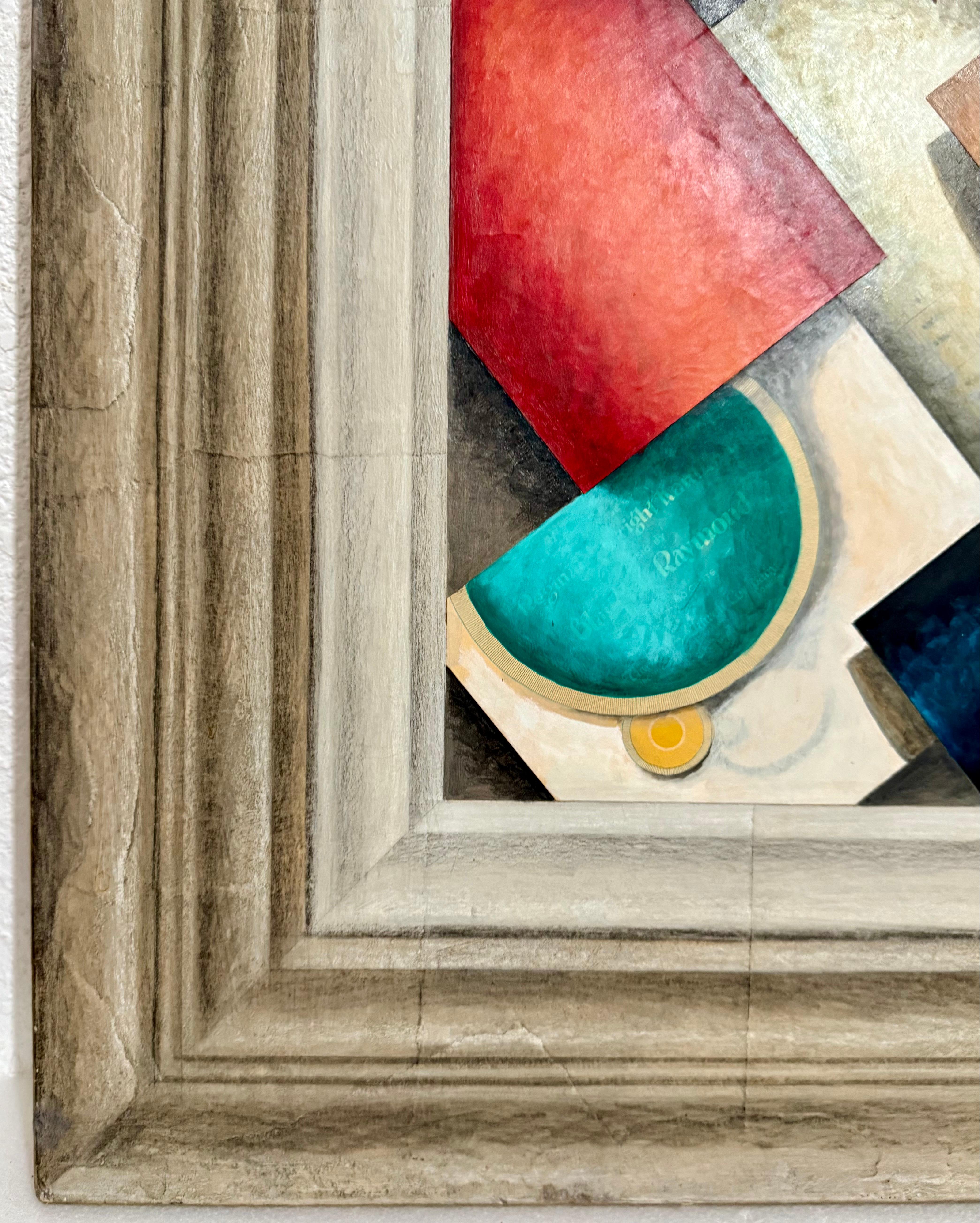 Mixed Media Abstract Trompe L'oeil Collage Oil Painting Cecil Touchon Texas Art For Sale 7