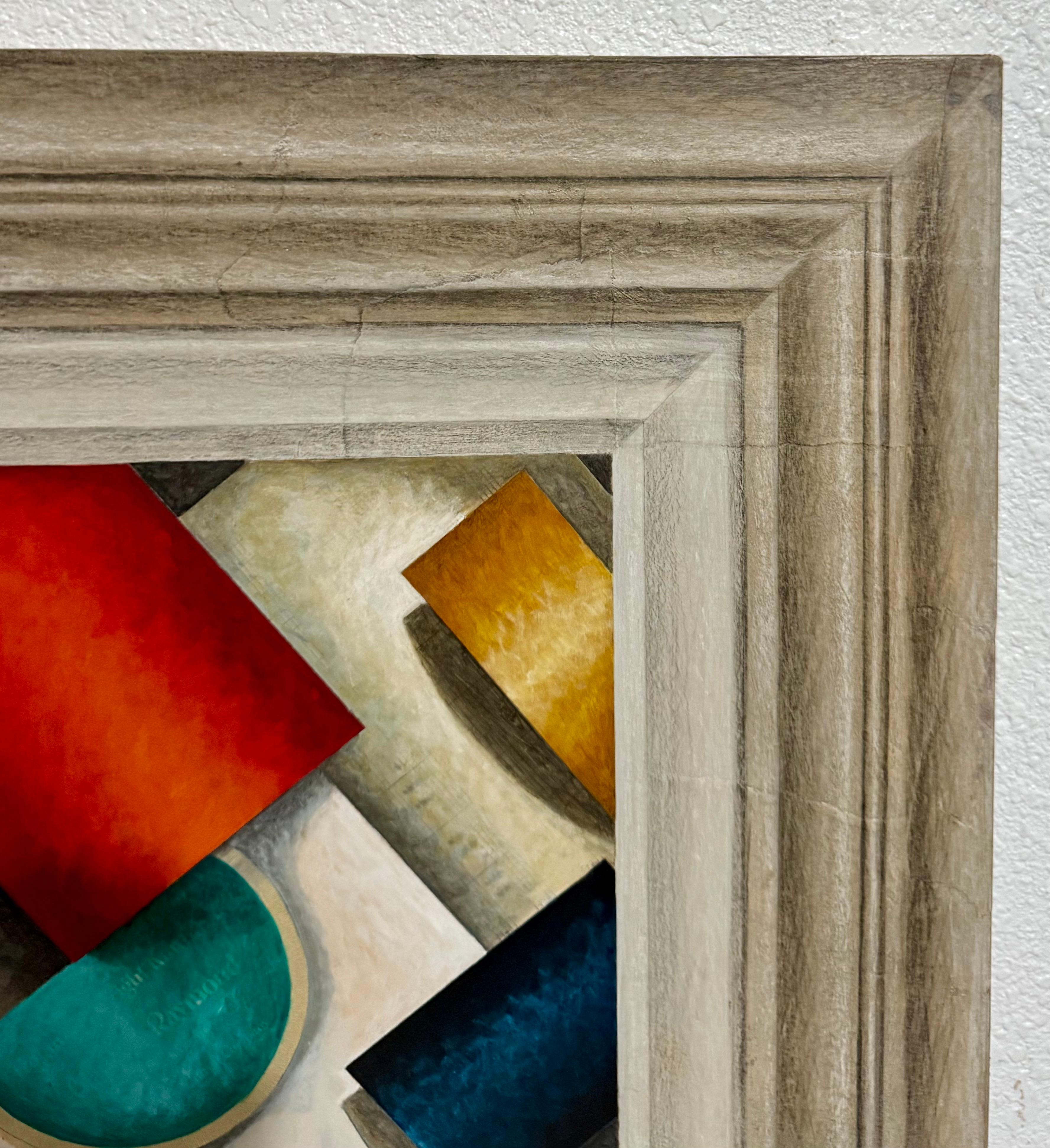 Mixed Media Abstract Trompe L'oeil Collage Oil Painting Cecil Touchon Texas Art For Sale 8