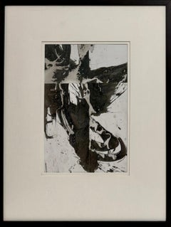 Mixed Media Collage Cut Painting Cecil Touchon Black White Assemblage Texas Art