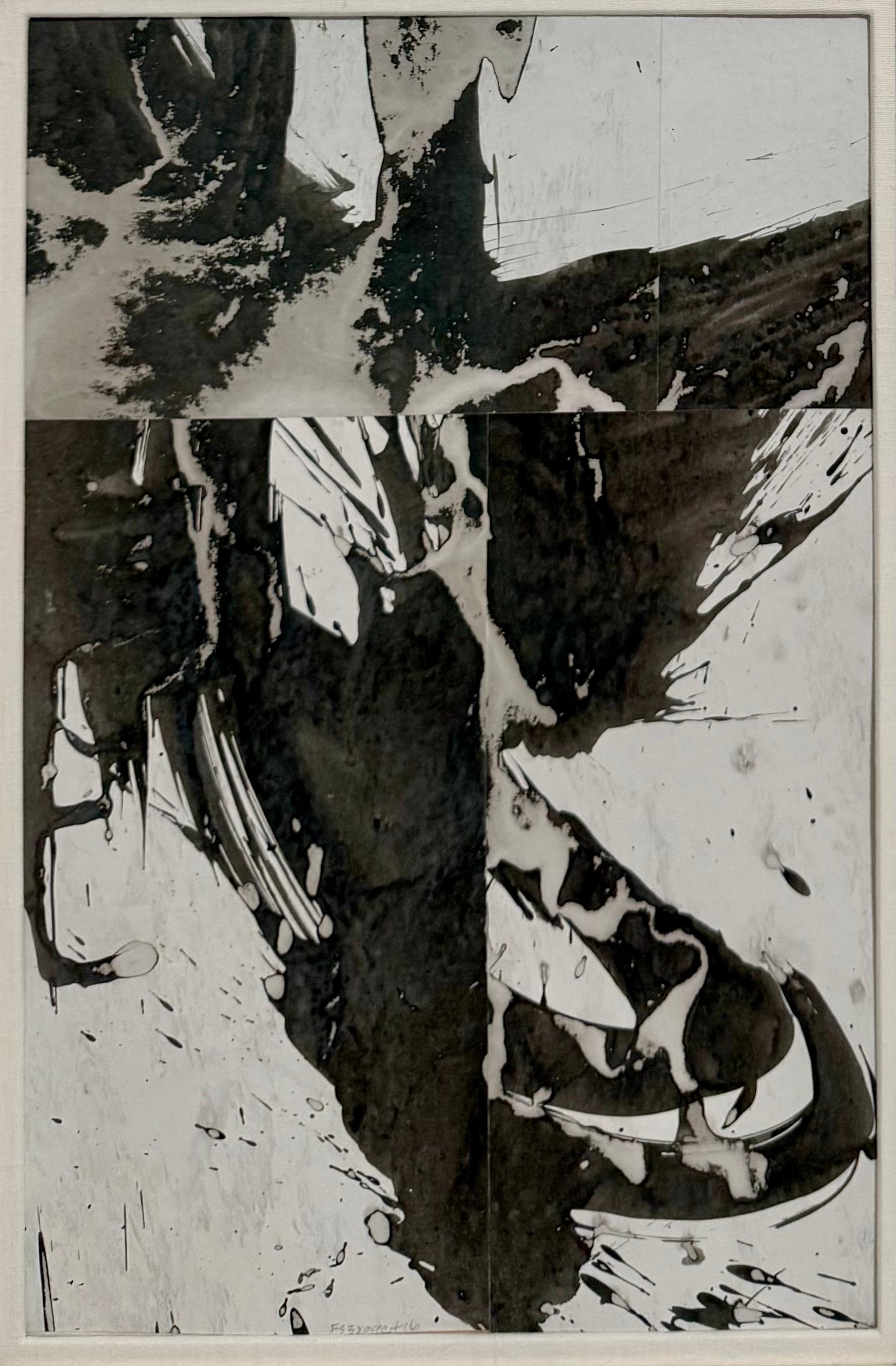 Mixed Media Collage Cut Painting Cecil Touchon Black White Assemblage Texas Art For Sale 2