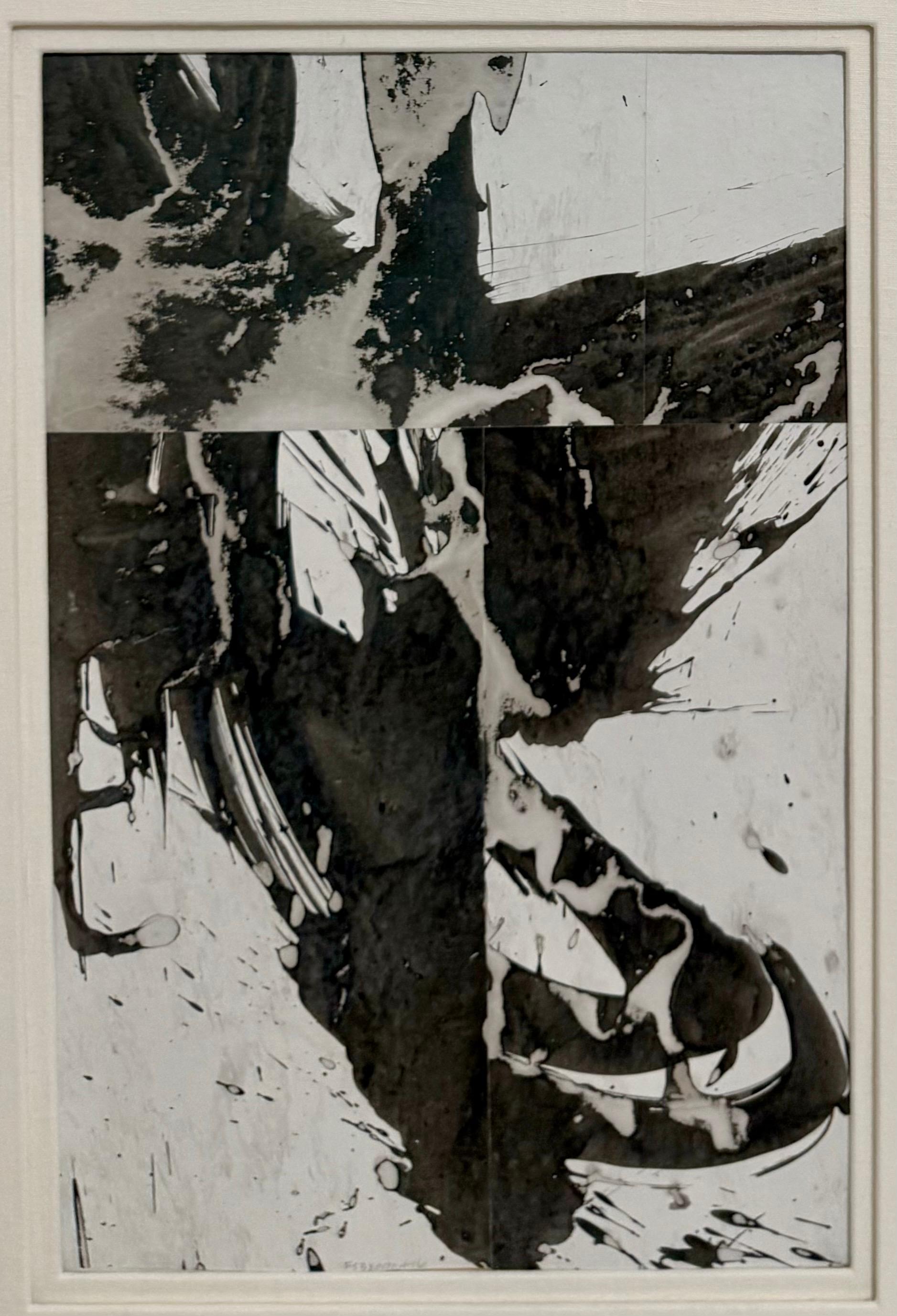 Mixed Media Collage Cut Painting Cecil Touchon Black White Assemblage Texas Art