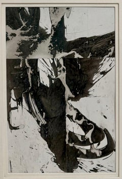 Mixed Media Collage Cut Painting Cecil Touchon Black White Assemblage Texas Art