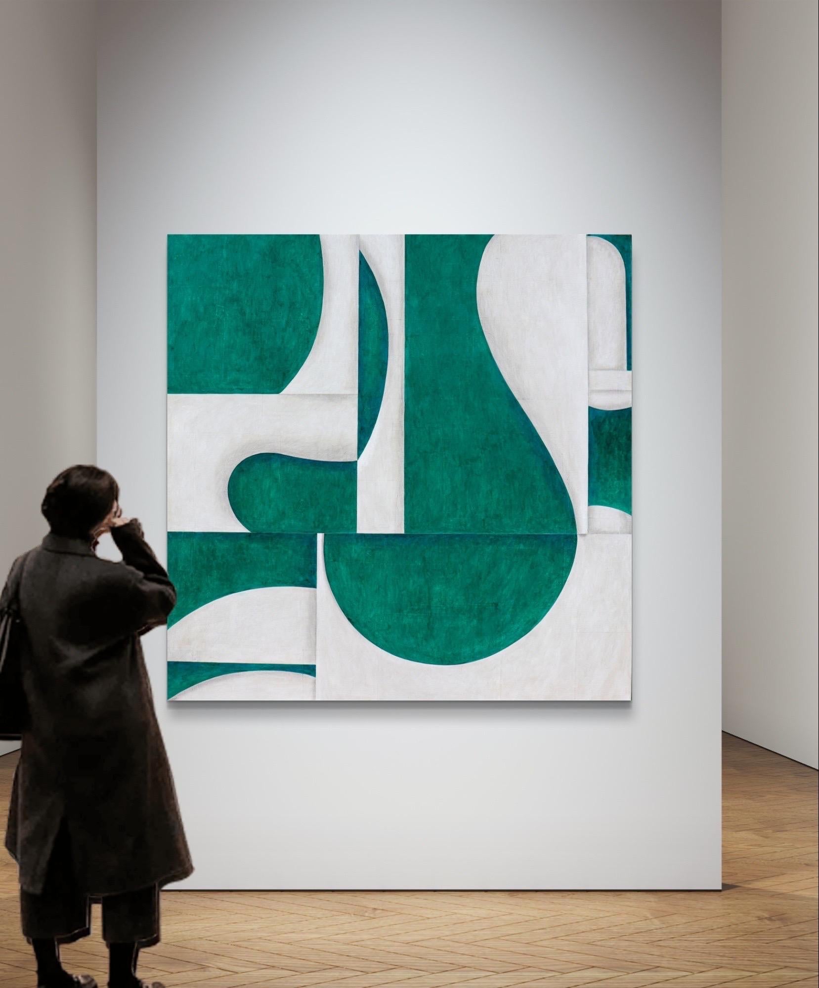 Acrylic on Canvas Titled: PDP 1417 72 x 72 - Abstract Painting Gris de Cecil Touchon