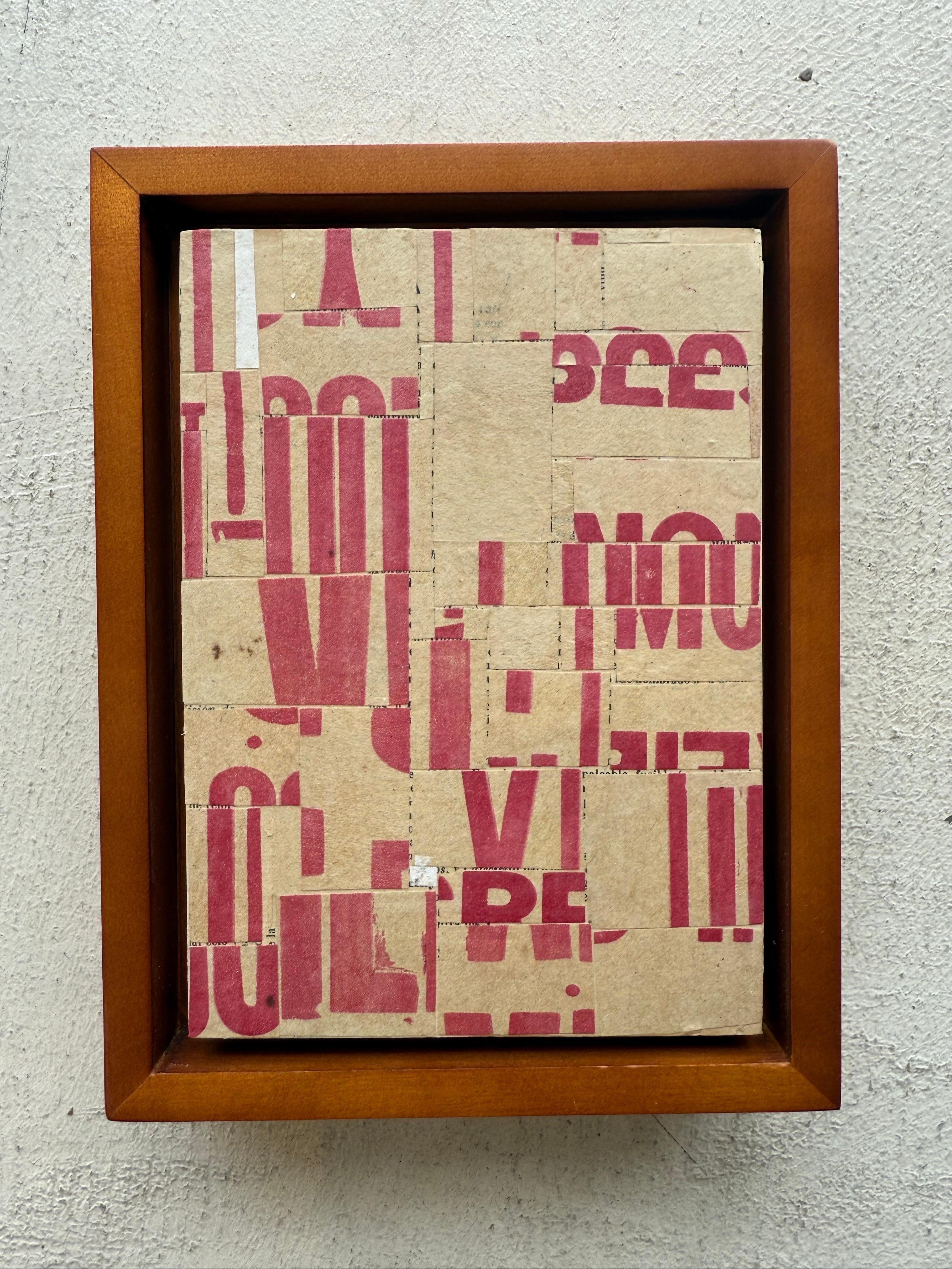 Original Collage on Canvas Titled: PDP 1291 ct23 5 x 7 - Painting by Cecil Touchon