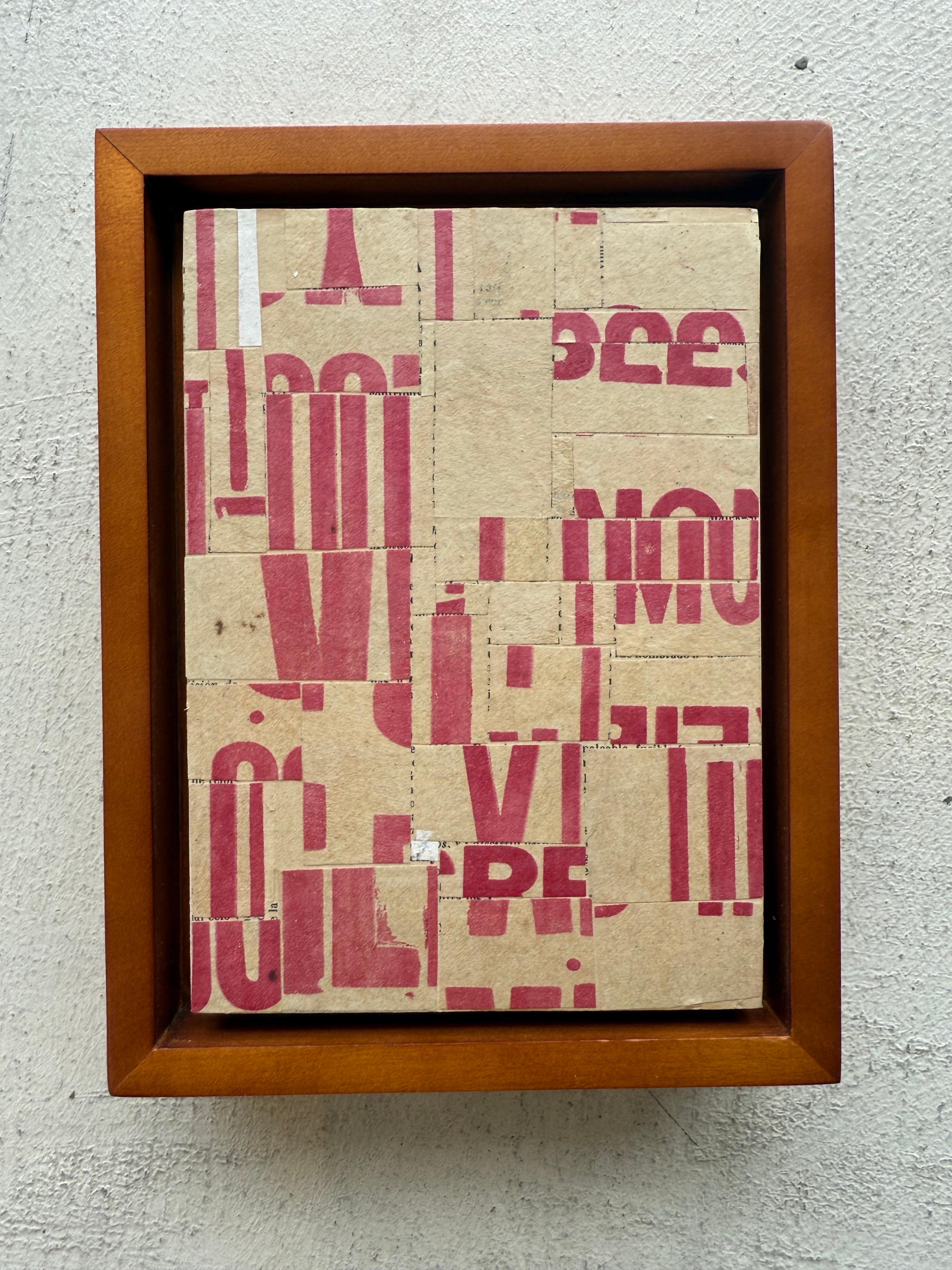 Original Collage on Canvas Titled: PDP 1291 ct23 5 x 7 - Abstract Geometric Painting by Cecil Touchon