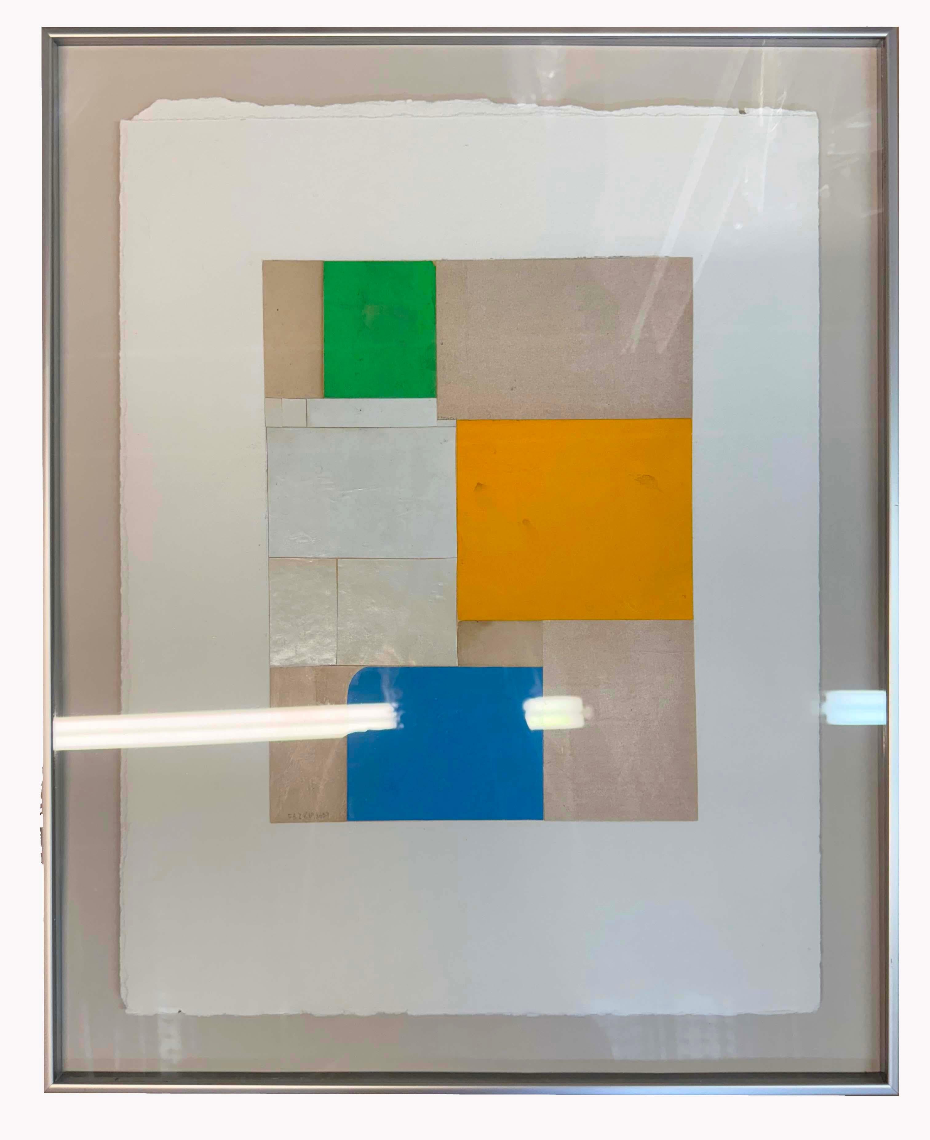 Cecil Touchon Abstract Painting - Original Collage on Paper (Framed) Titled: Fs 2819 ct09