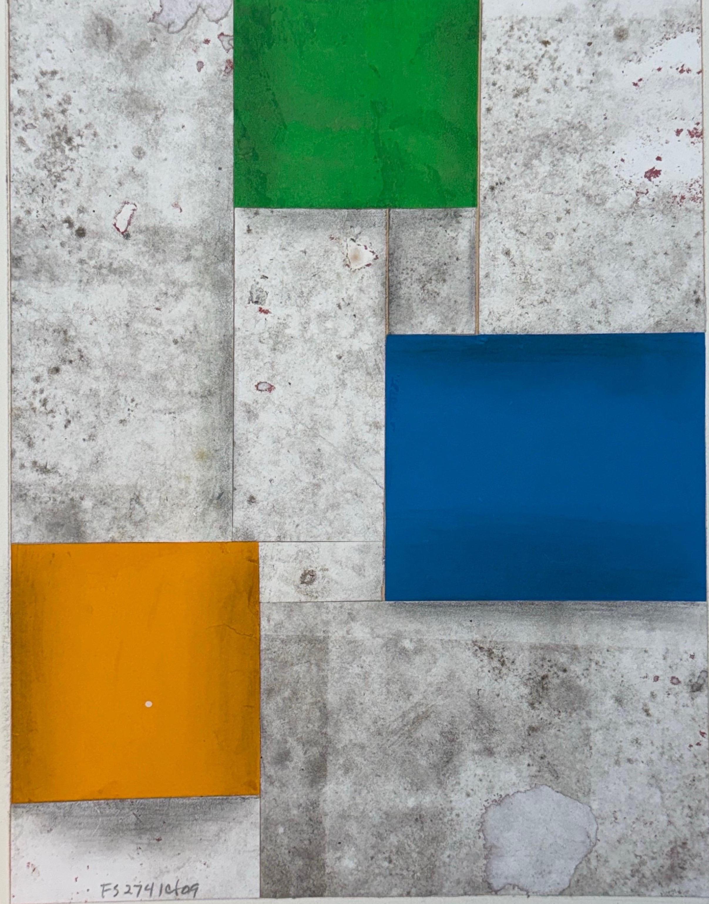 Abstract Painting Cecil Touchon - Original Collage on Paper Titled: Fs 2741 ct09 19 x 15