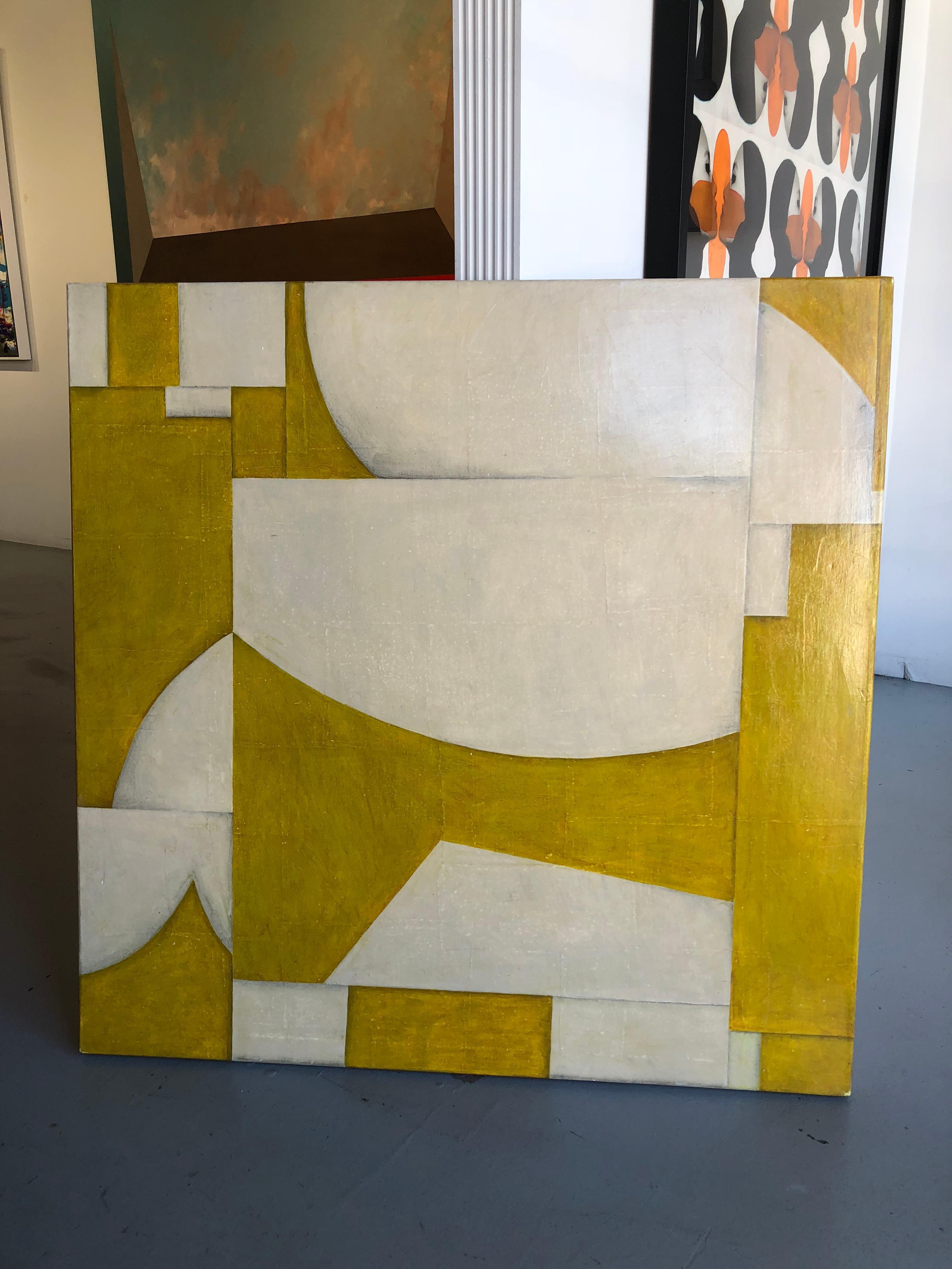 Painting on Canvas Titled: “PDP382ct08” - Beige Abstract Painting by Cecil Touchon