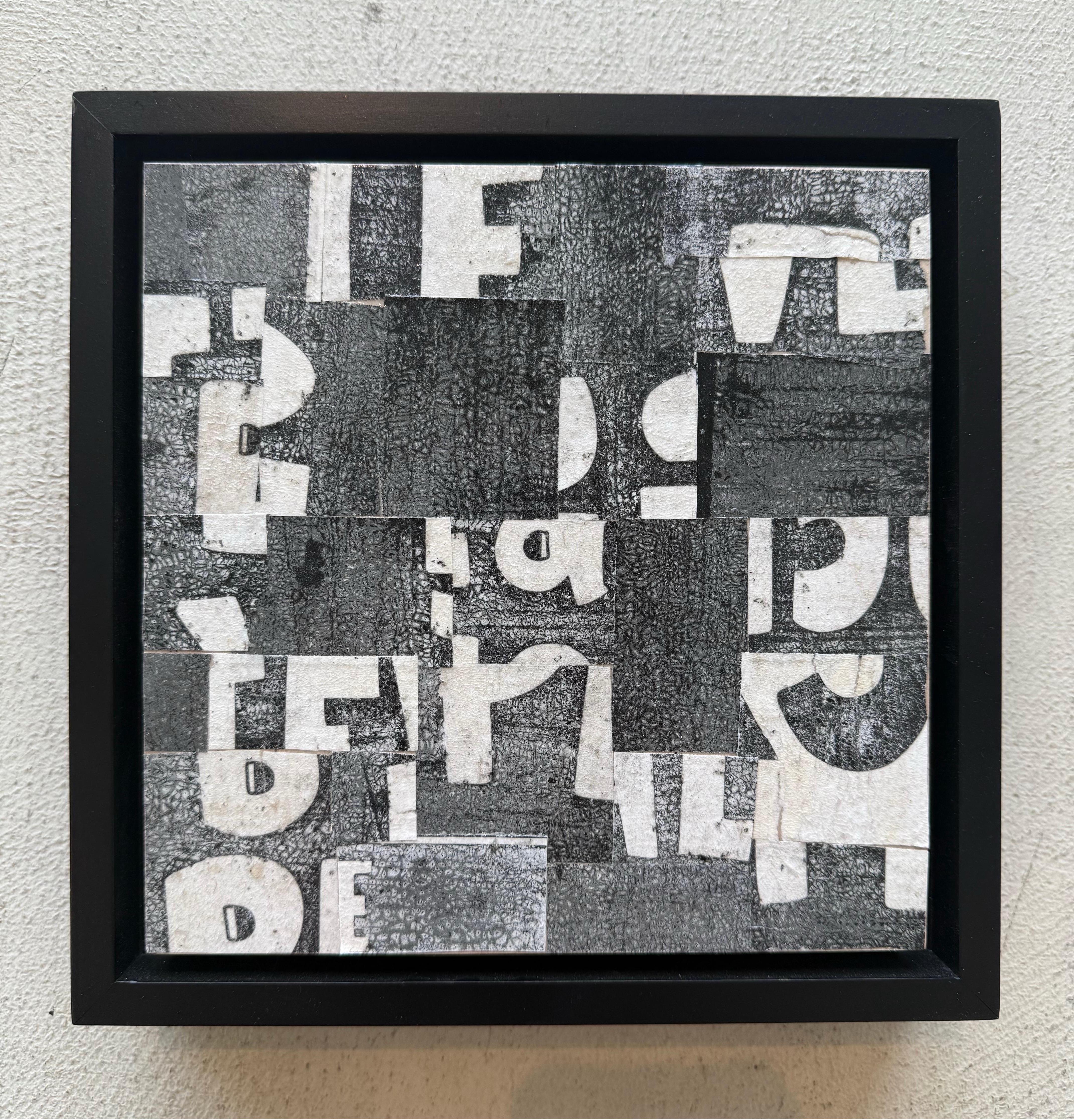 Abstract Painting di Cecil Touchon - "PDP 1359 ct23" Original Collage on Canvas (9.25 x 9.25)