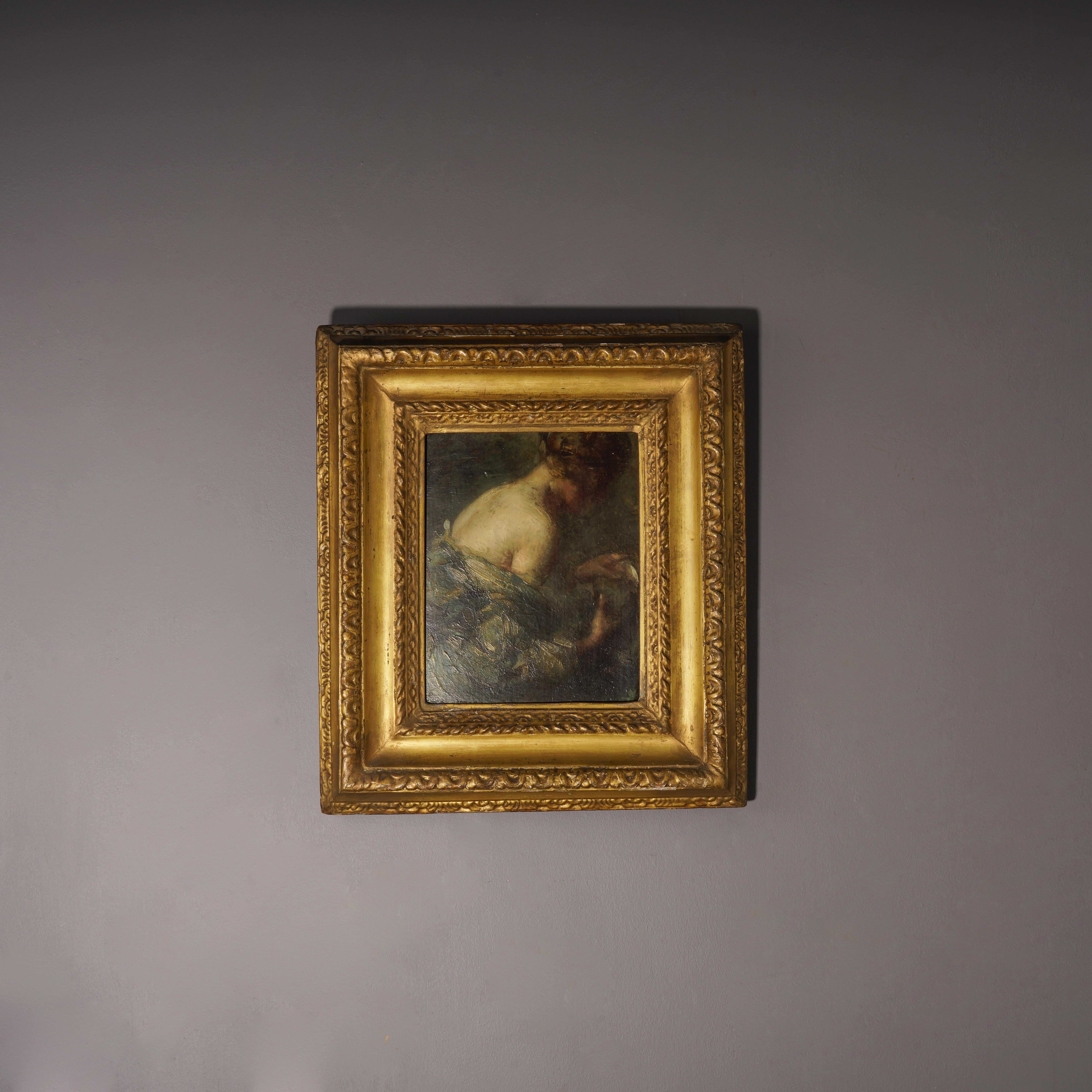 CECIL WILLIAM REA, 1860-1935, Der Kristallgucker, Öl auf Tafel, CIRCA 1910 (Geölt) im Angebot