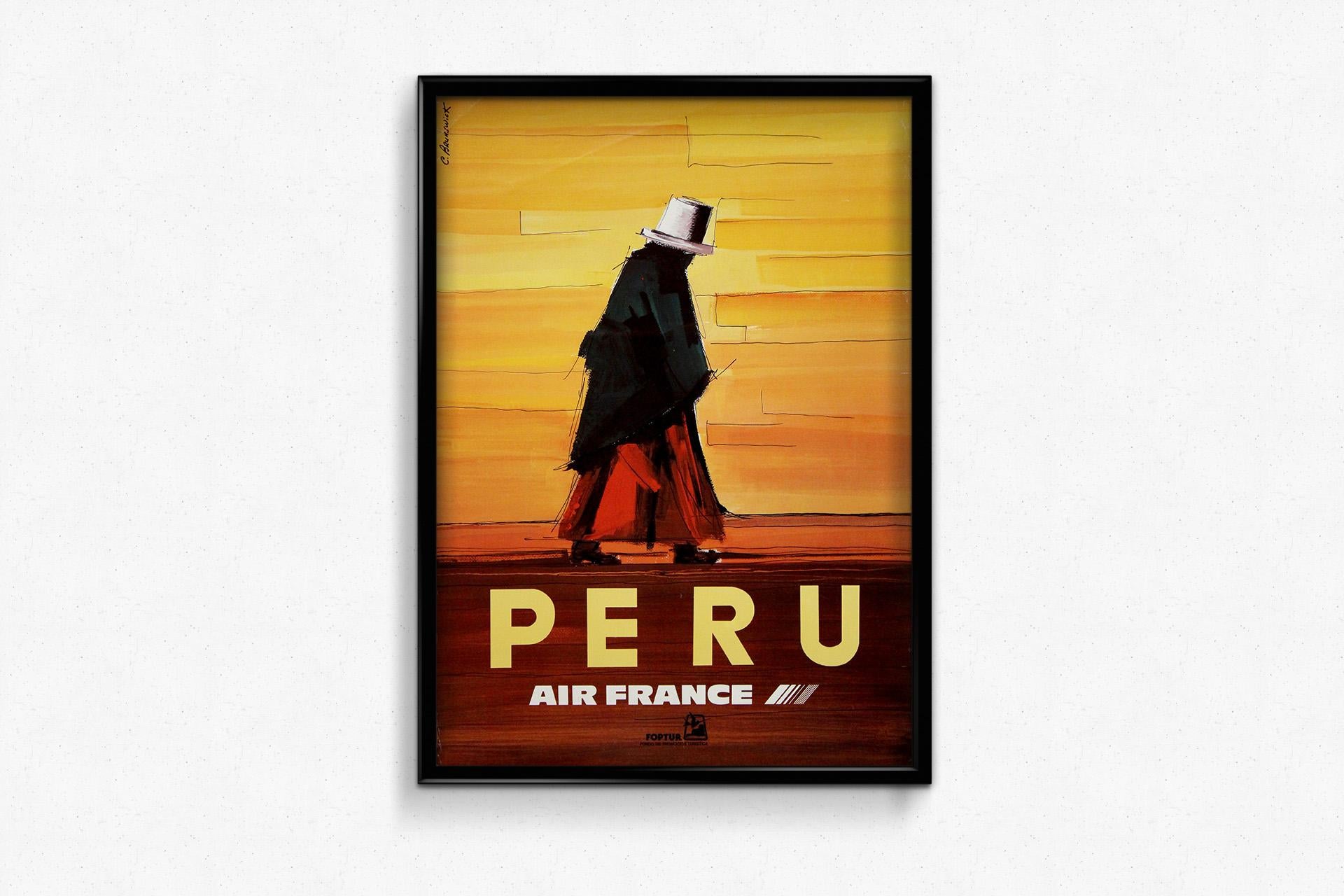 Affiche originale d'Air France datant de CIRCA 1990 - Pérou en vente 2