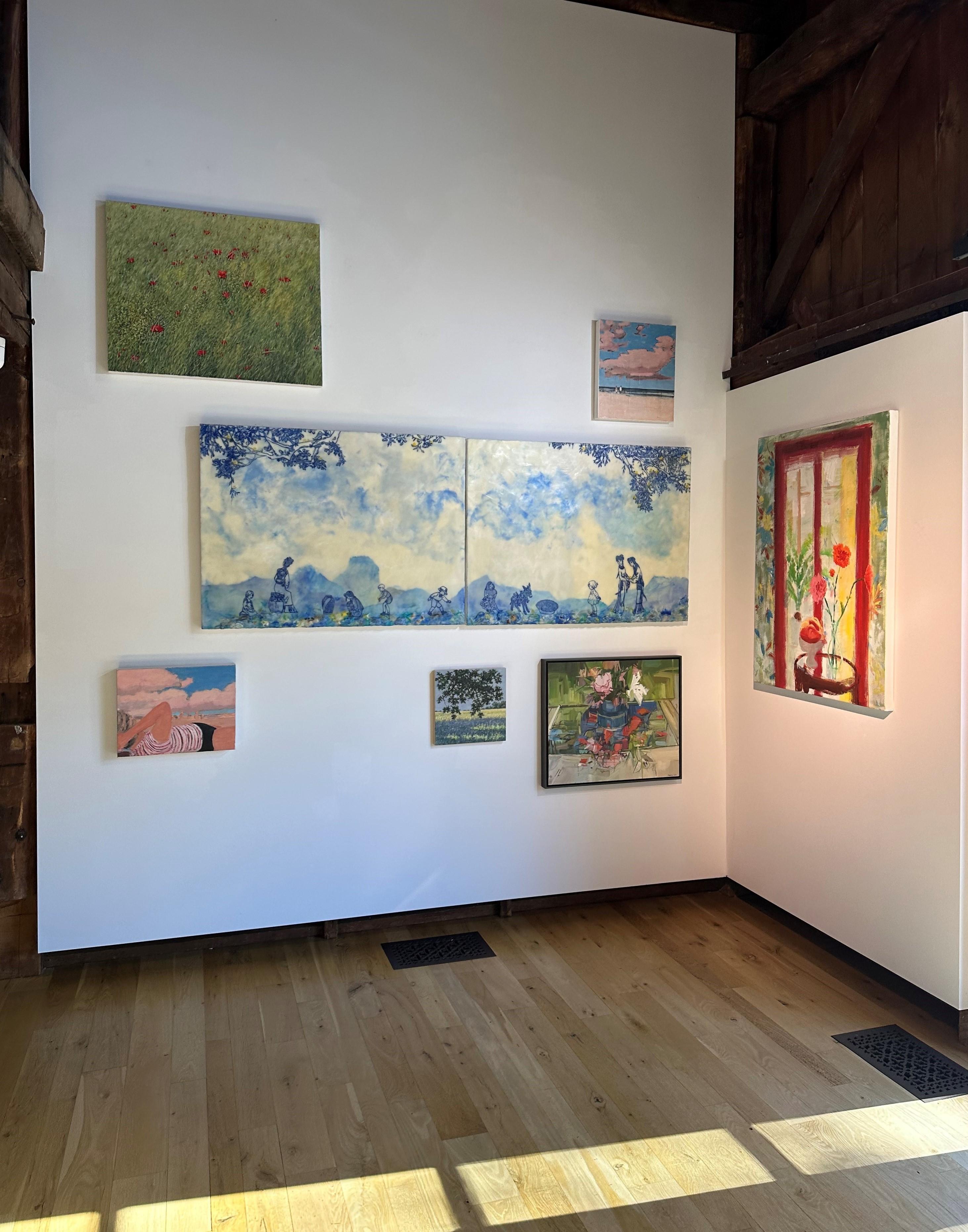 Nada Extraño Nothing Strange - Paesaggio figurativo contemporaneo ad encausto, 2024 - Painting di Cecile Chong