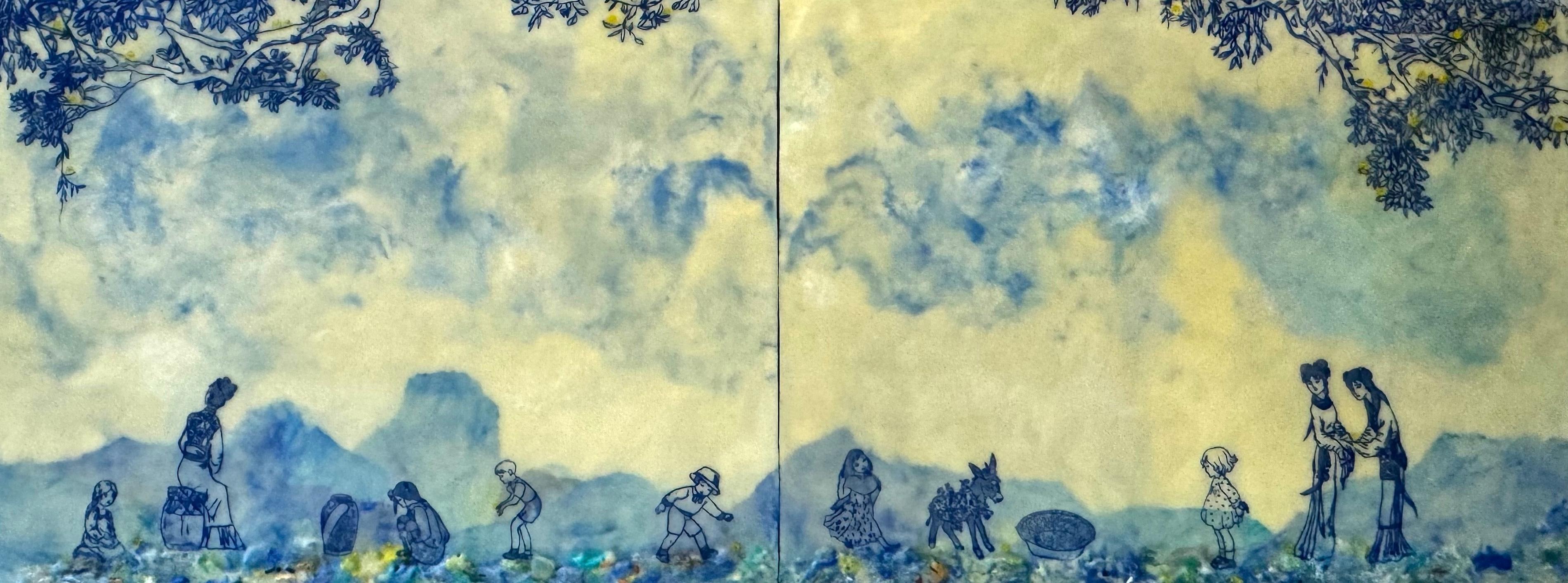 Nada Extraño Nothing Strange - Contemporary Figurative Landscape Encaustic, 2024