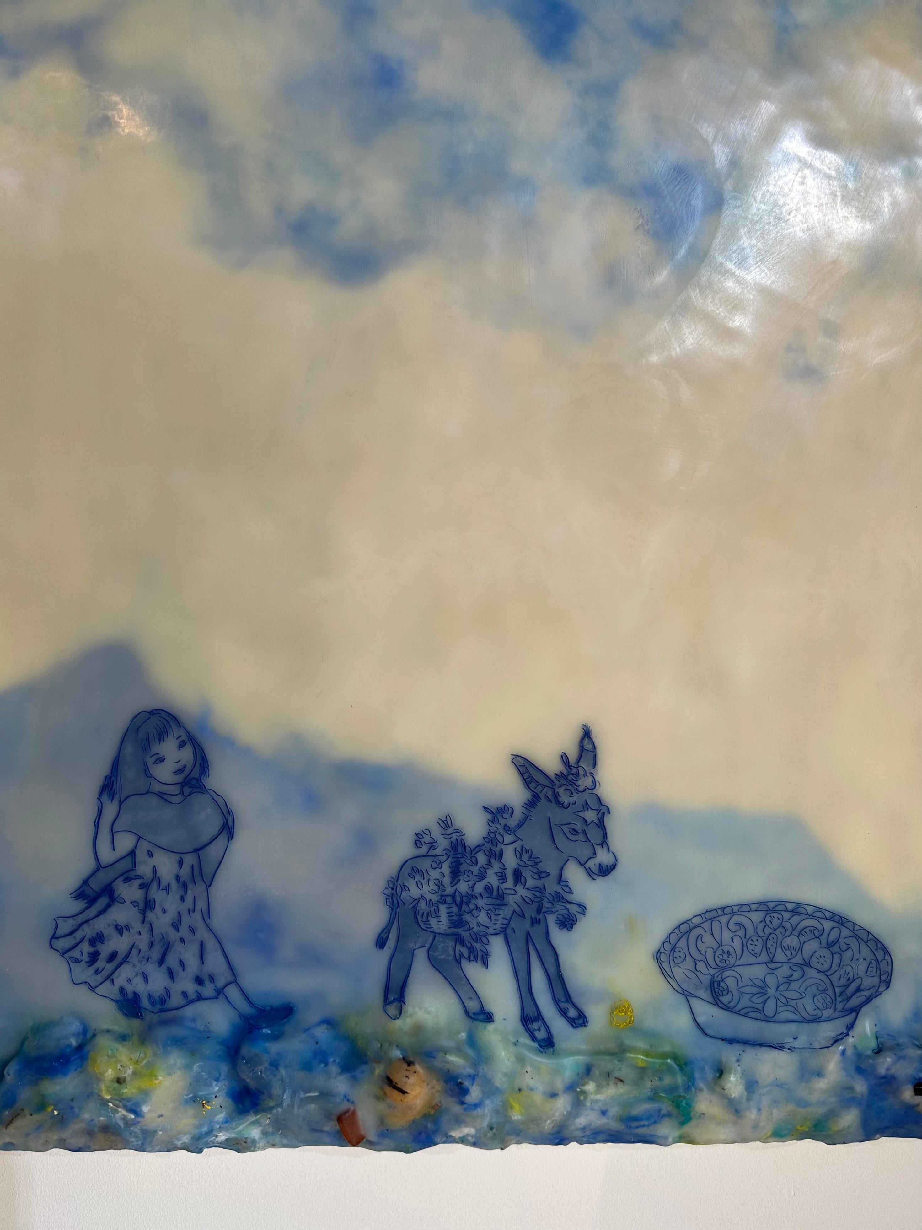 Nada Extraño Nothing Strange - Paesaggio figurativo contemporaneo ad encausto, 2024 - Painting Contemporaneo di Cecile Chong