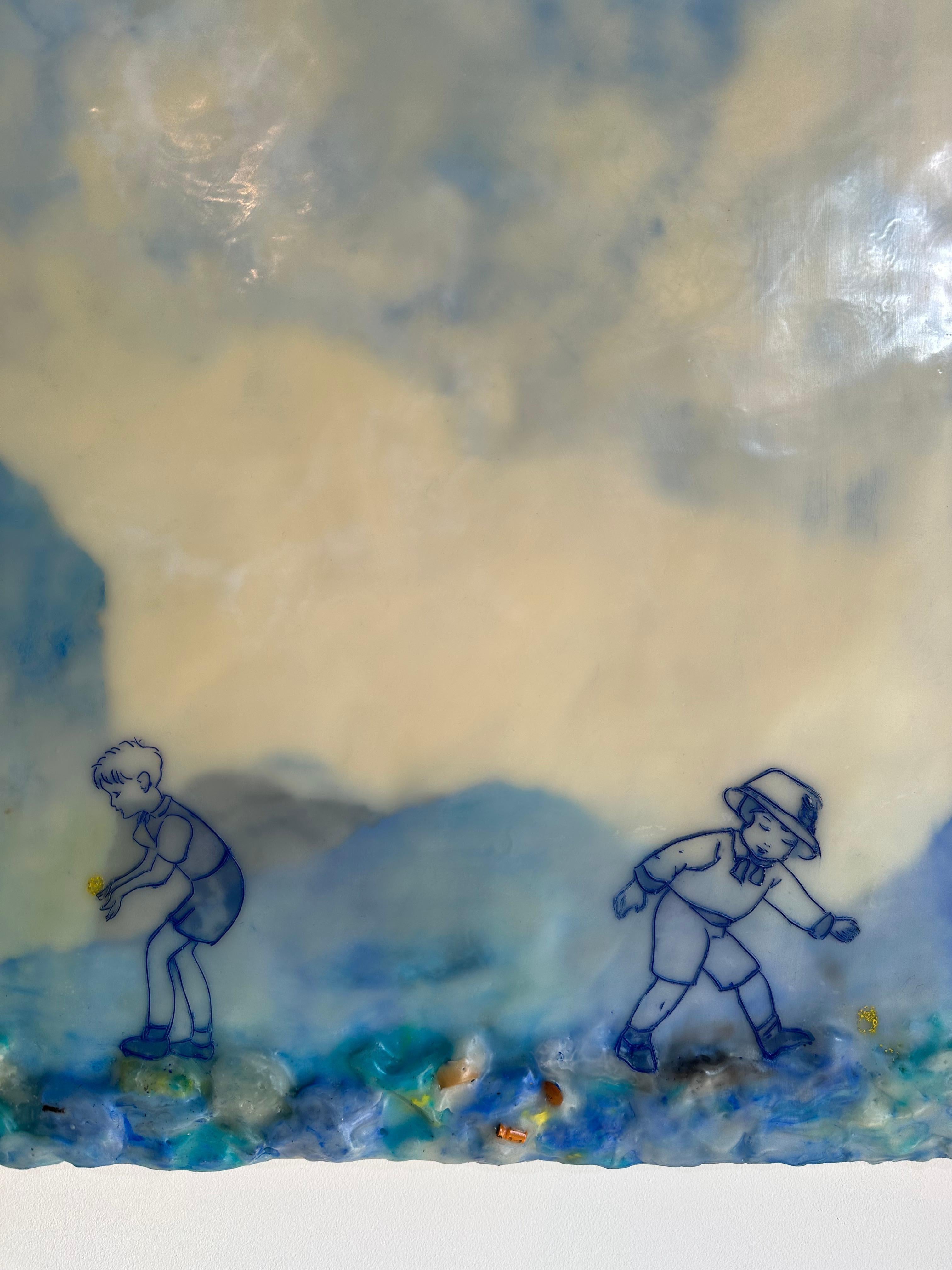 Nada Extraño Nothing Strange - Paesaggio figurativo contemporaneo ad encausto, 2024 in vendita 1