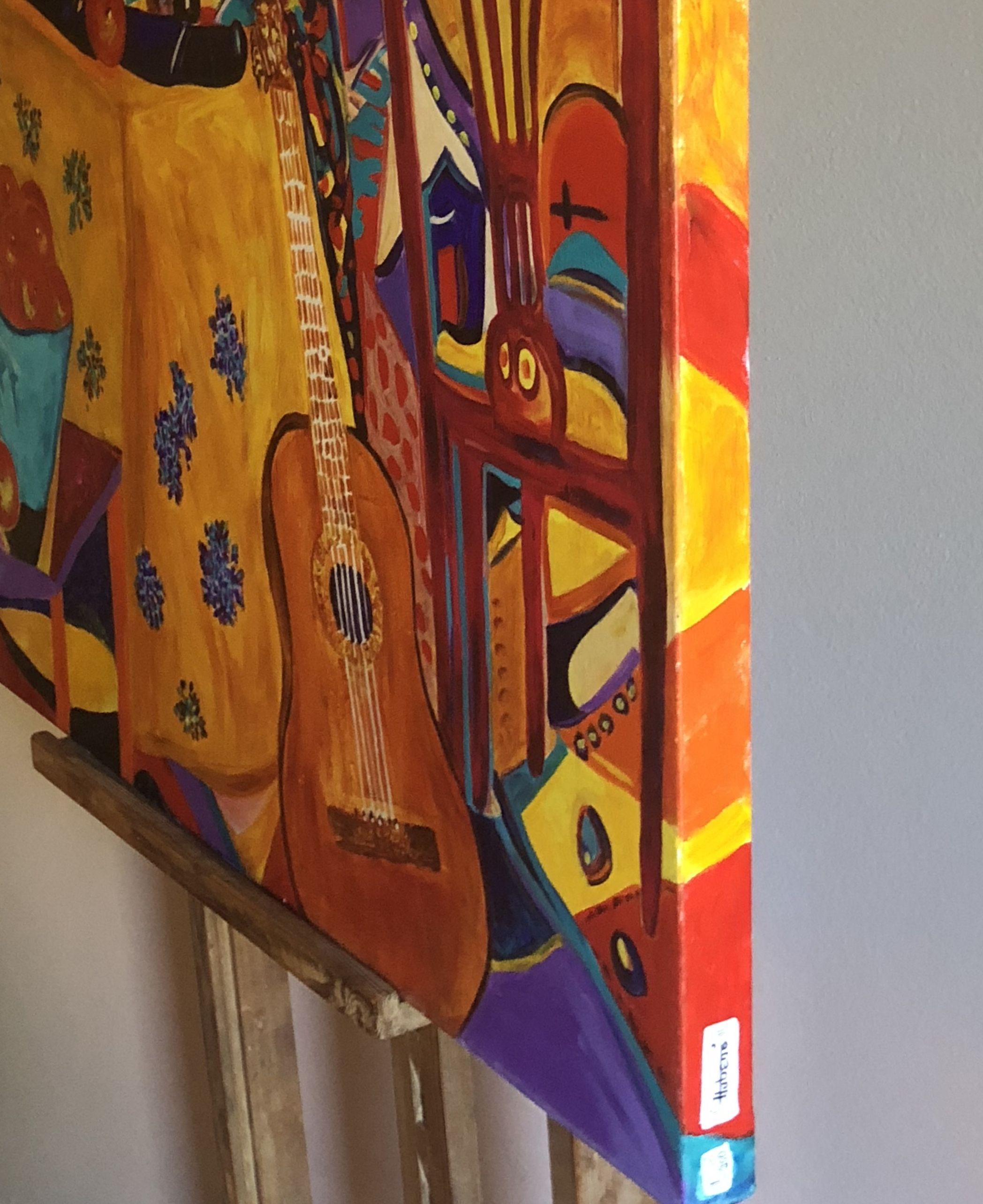 VINO MUSICA, Digital on Canvas - Contemporary Print by Cecile Hubene