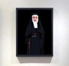 "Olga smoking nun mirroir", photography by Cécile Plaisance (27x22in), 2016