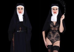 "Olga smoking nun mirroir", photography by Cécile Plaisance (27x22in), 2016