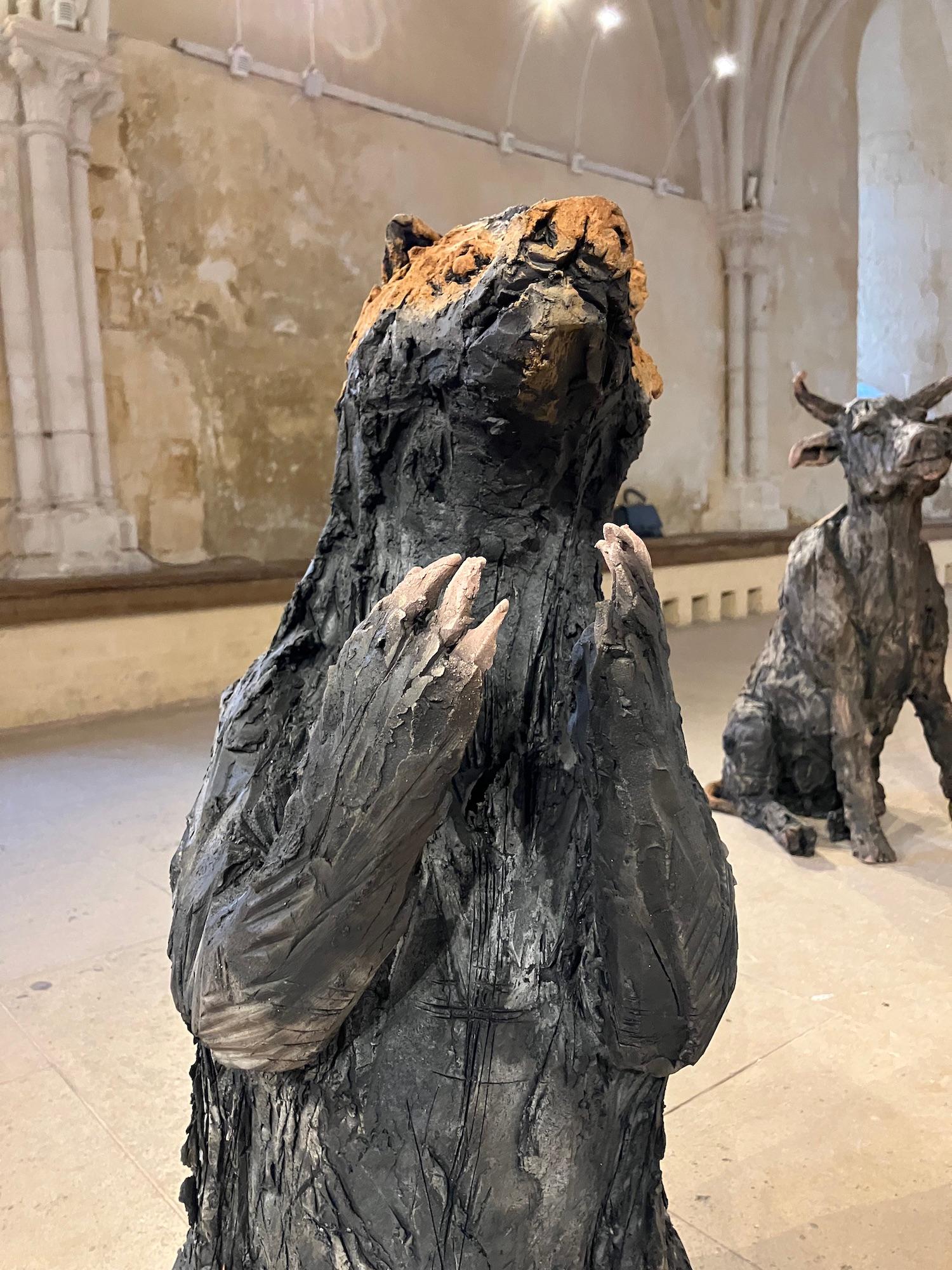 Badger by Cécile Raynal - Animal smoke-fired stoneware sculpture, fable, clay For Sale 9