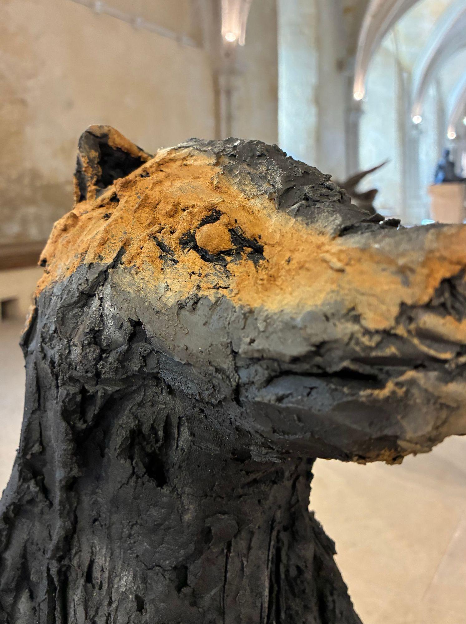 Badger by Cécile Raynal - Animal smoke-fired stoneware sculpture, fable, clay For Sale 11
