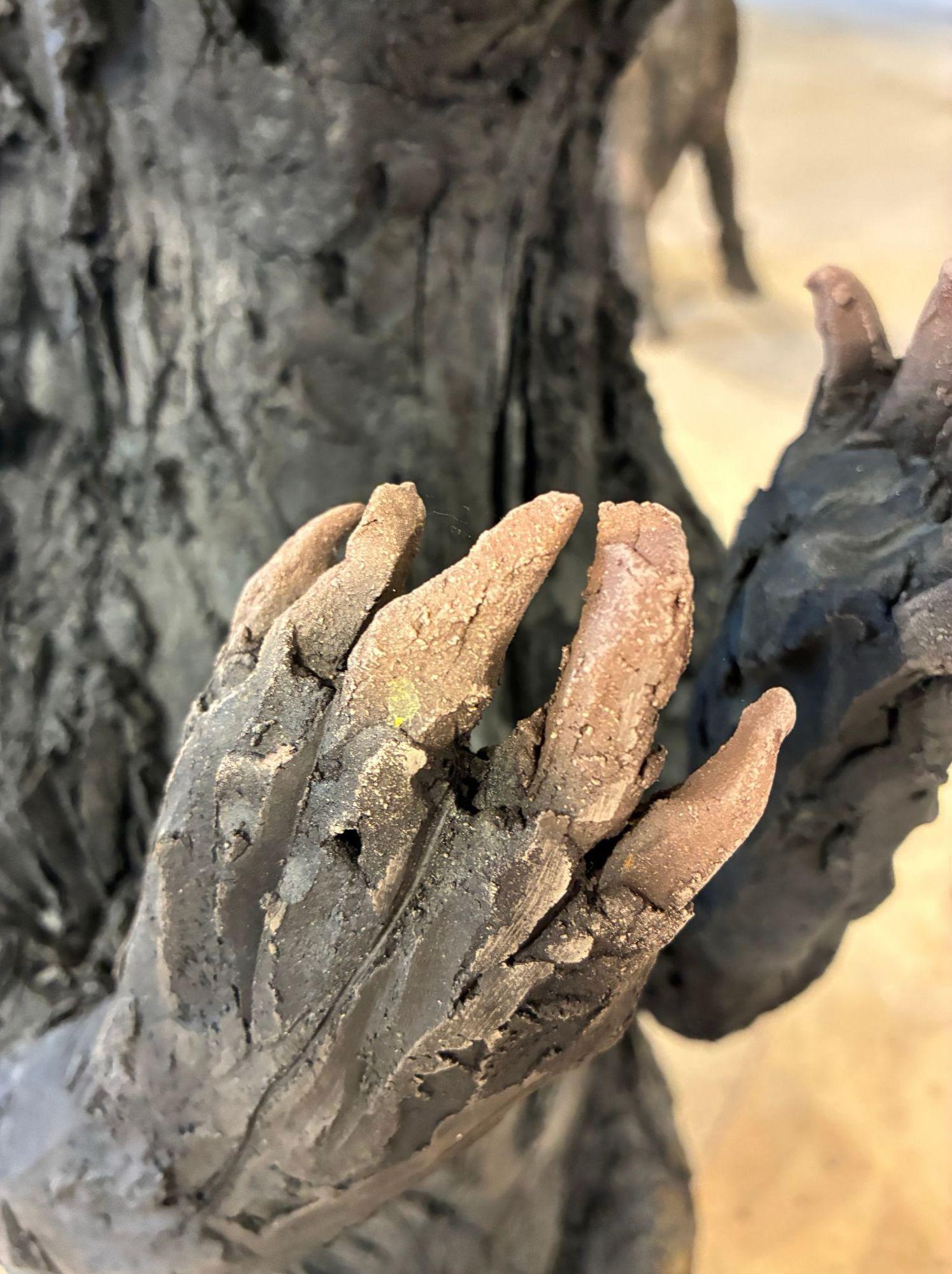 Badger by Cécile Raynal - Animal smoke-fired stoneware sculpture, fable, clay For Sale 13
