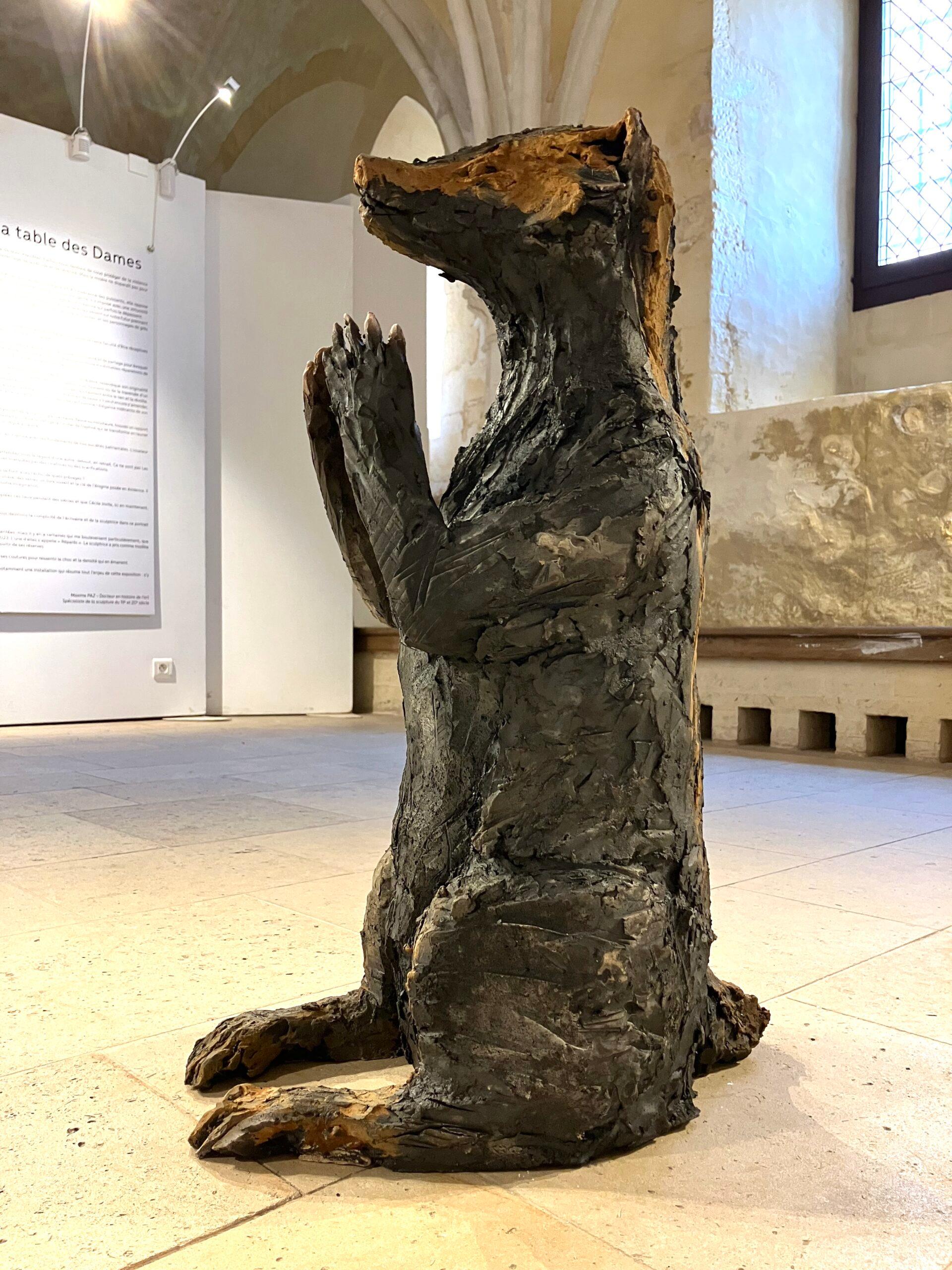 Badger by Cécile Raynal - Animal smoke-fired stoneware sculpture, fable, clay For Sale 3
