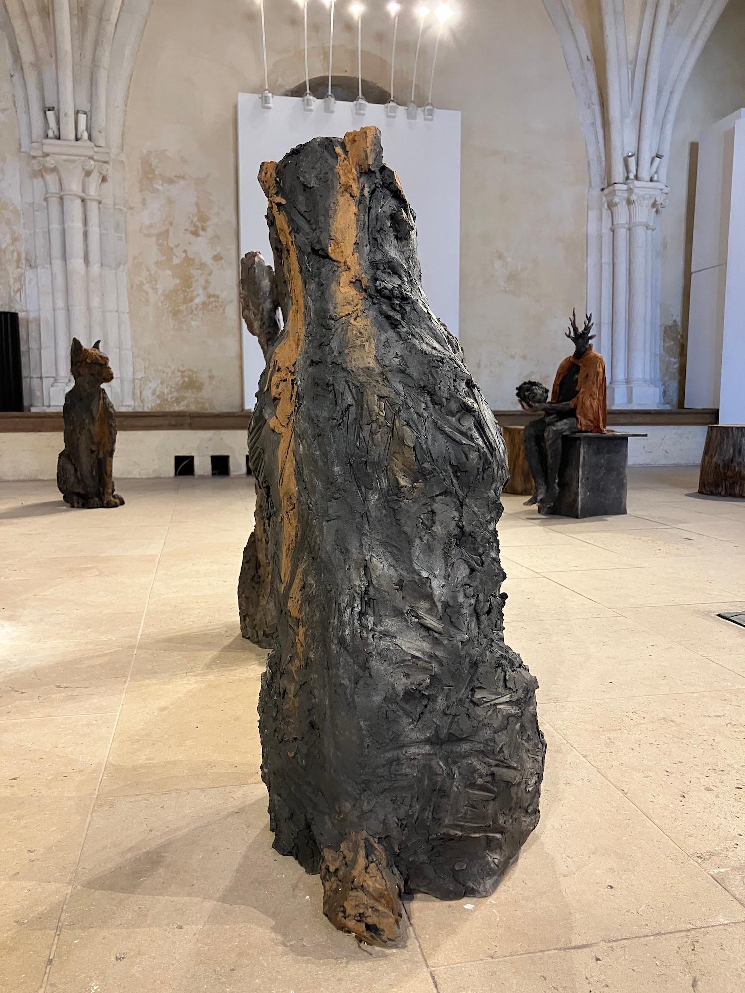 Badger by Cécile Raynal - Animal smoke-fired stoneware sculpture, fable, clay For Sale 6