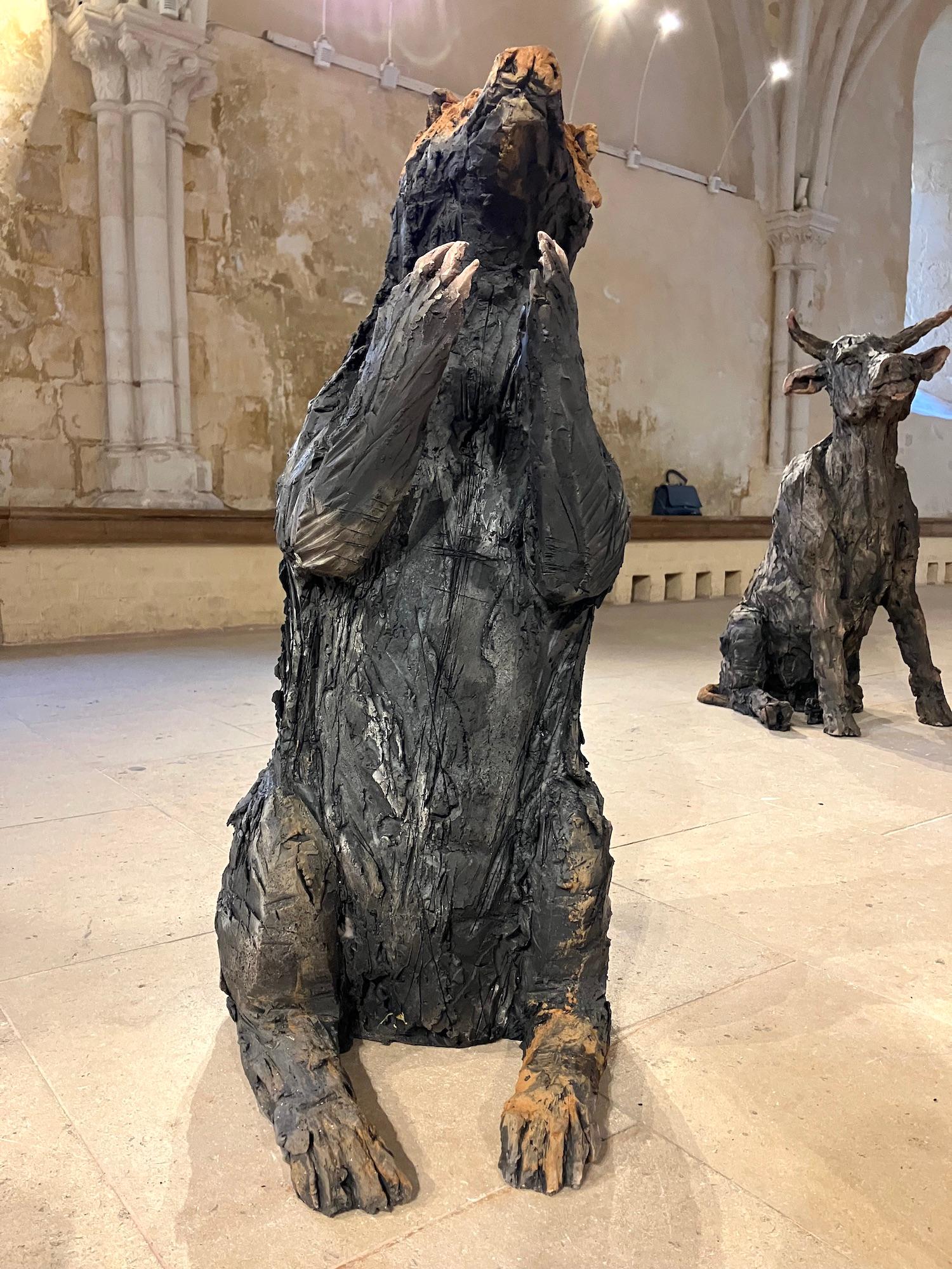 Badger by Cécile Raynal - Animal smoke-fired stoneware sculpture, fable, clay For Sale 7