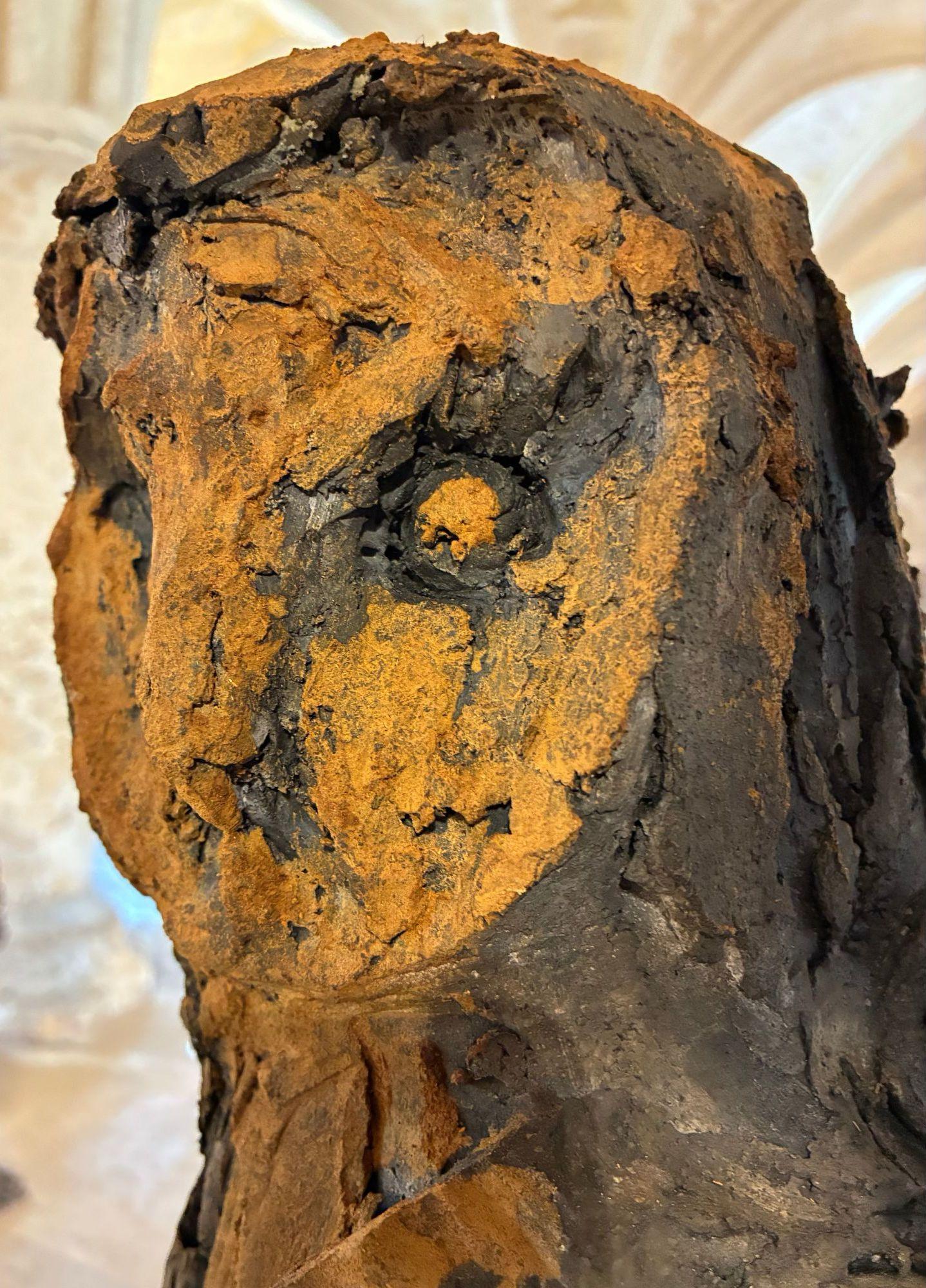 Barbagianni di Cécile Raynal - Scultura animale in gres cotto a fumo, favola, argilla in vendita 5