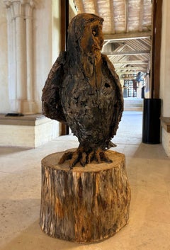 Barn Owl by Cécile Raynal - Contemporary Animal Art, Ceramic Sculpture, Bird