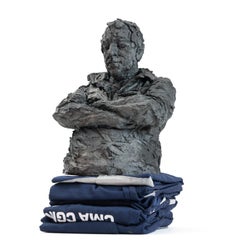 Blue solo (avec Jean-Pierre) par Cécile Raynal - Portrait d'homme, sculpture en céramique