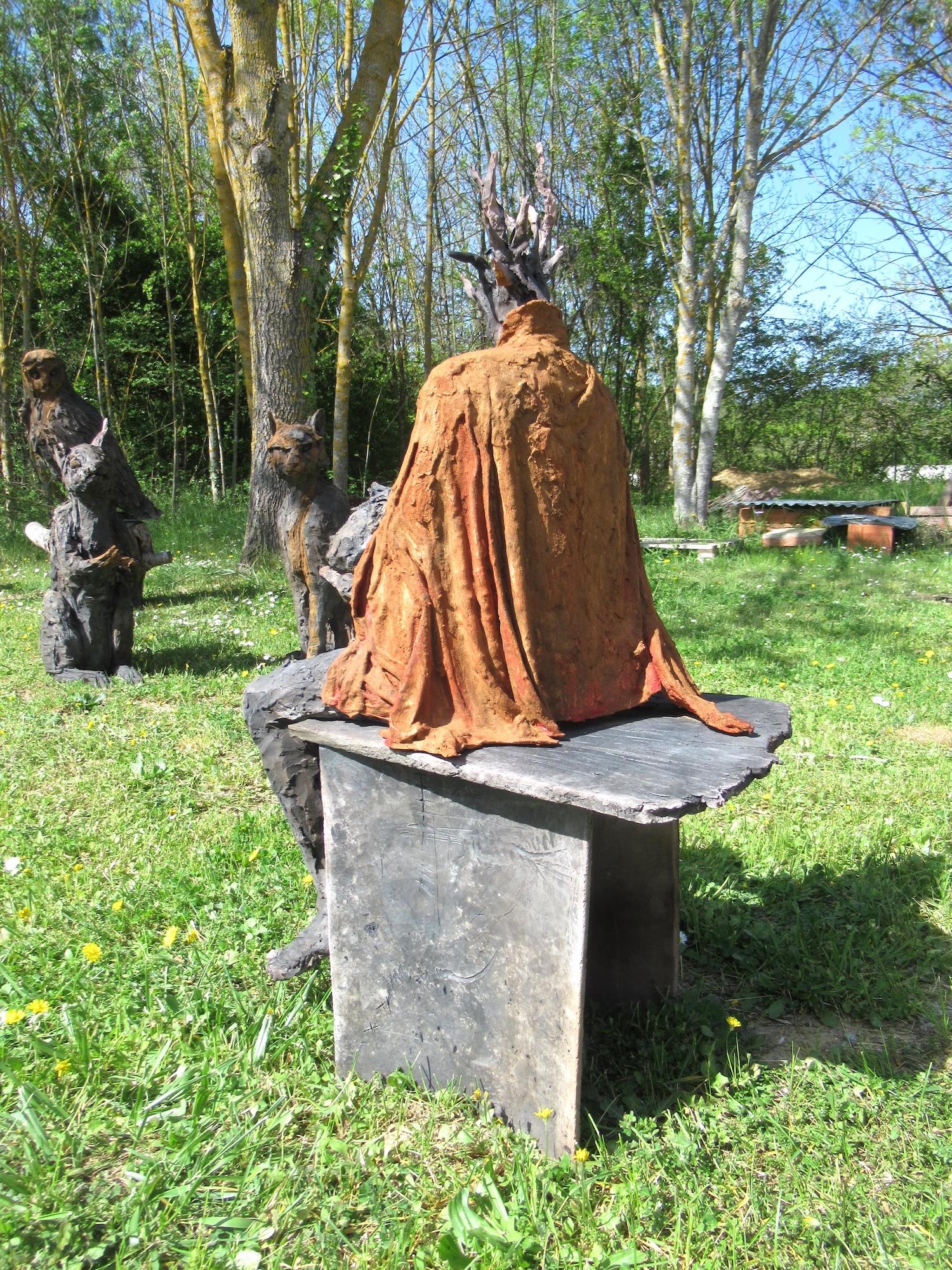 Cephalophore by Cécile Raynal - Animal smoke-fired stoneware sculpture, fable For Sale 15