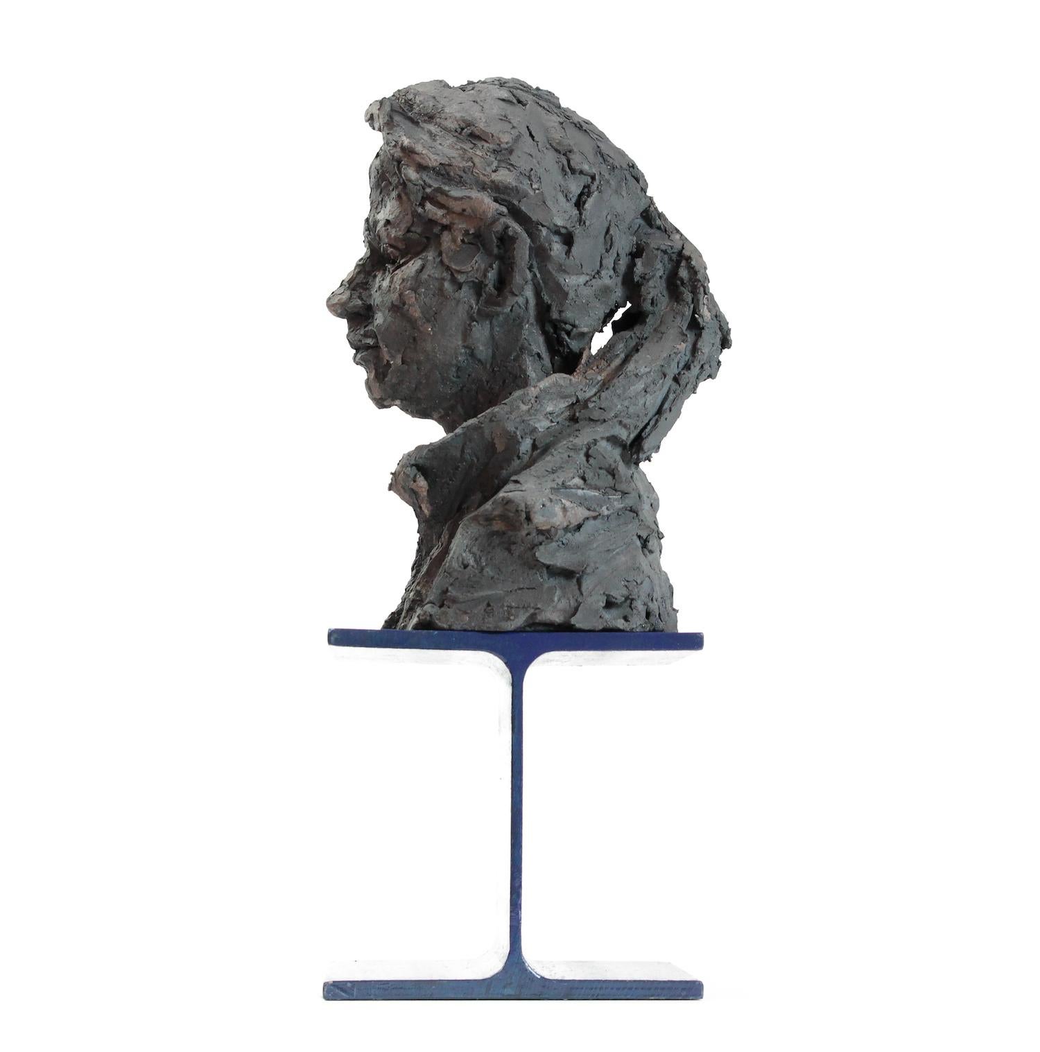 Clotilde by Cécile Raynal - portrait of a woman seafarer, ceramic sculpture For Sale 2