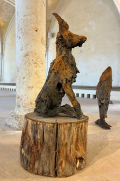 Ziege von Cécile Raynal - Tierische Skulptur aus gebranntem Steinzeug, Fabel, Ton