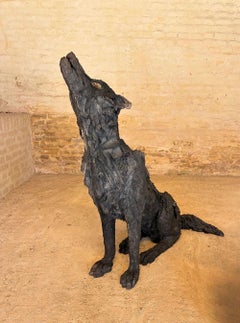 Lupus by Cécile Raynal - Animal Art, Stoneware Sculpture, Wolf