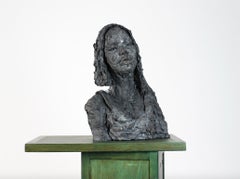Solo (con Chloé) de Cécile Raynal - Escultura de gres, figura femenina, busto