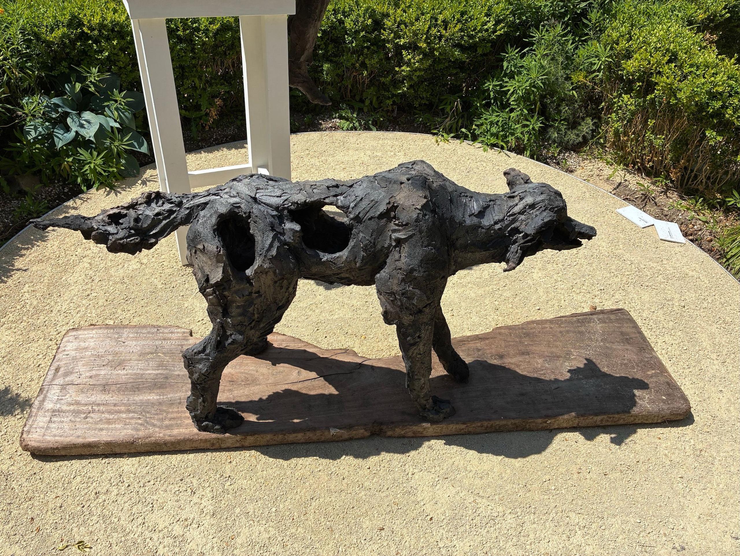 S'y jeter ou pas de Cécile Raynal - Animal grès enfumé, bois, Wood en vente 6
