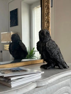 Le bestie (gufo) di Cécile Raynal - Scultura animale, figurativa, cotta a fumo