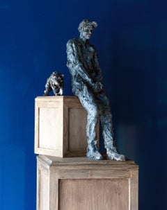 Wolf's Dream by Cécile Raynal - Teenager portrait, stoneware sculpture, young