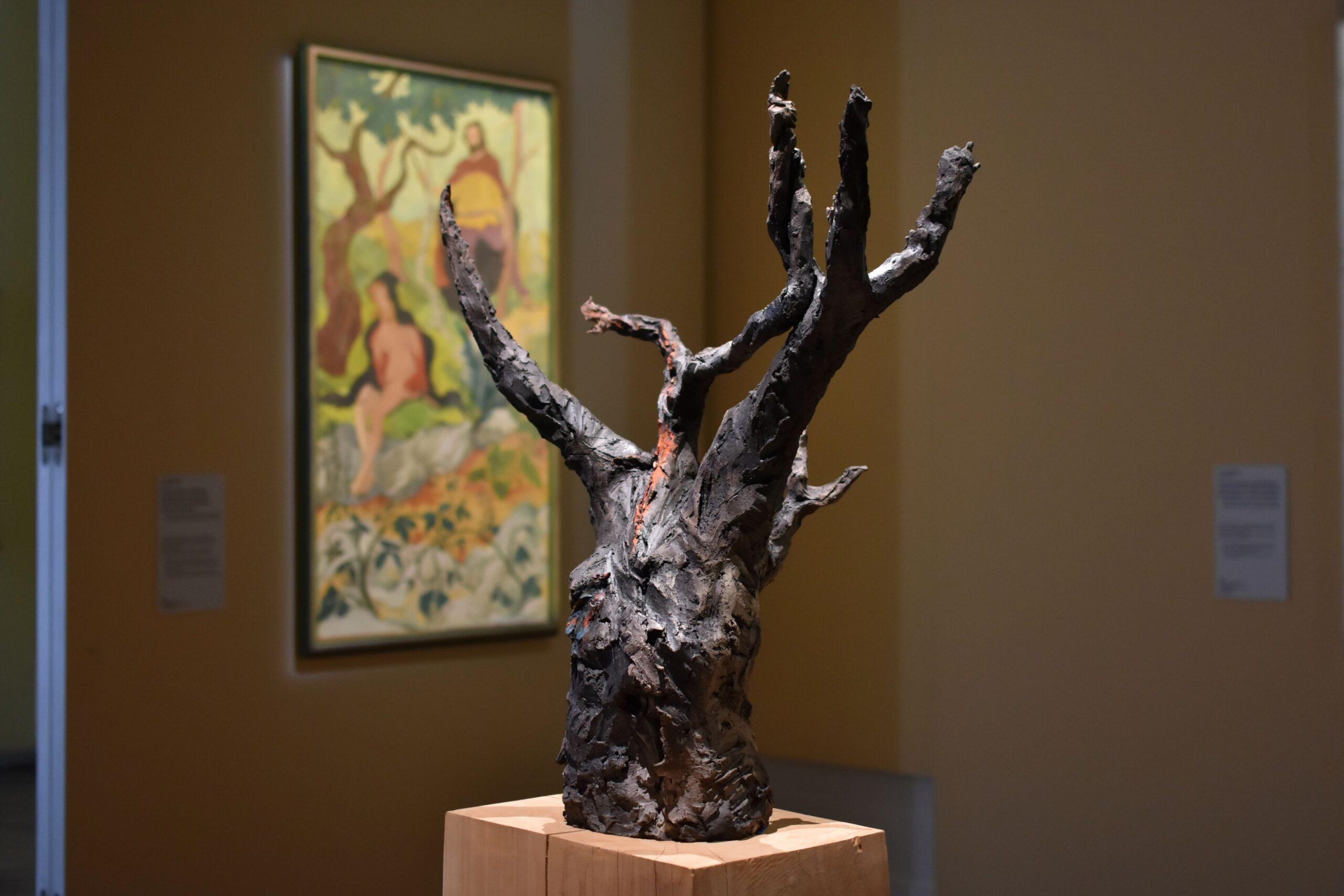 Árbol del mundo IV de Cécile Raynal - Escultura de gres cocido al humo, naturaleza, rama en venta 3