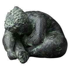 Cécile TAREL (1946-, France) : "Femme recroquevillée", Terracota original - C. C. 1980