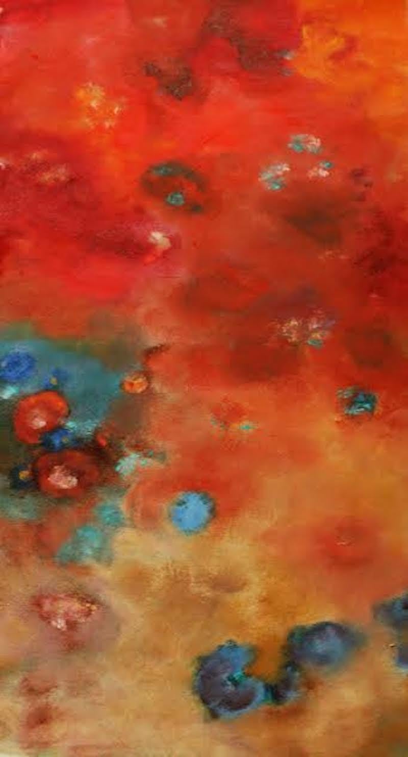 Alegría II
Óleo sobre lienzo
41 x 18

Mi obra es principalmente abstracta, diría que expresionismo abstracto. Me encanta pintar al óleo, me da muchas posibilidades que no encuentro en otros medios. Cuando trabajo con collages sobre papel o madera
